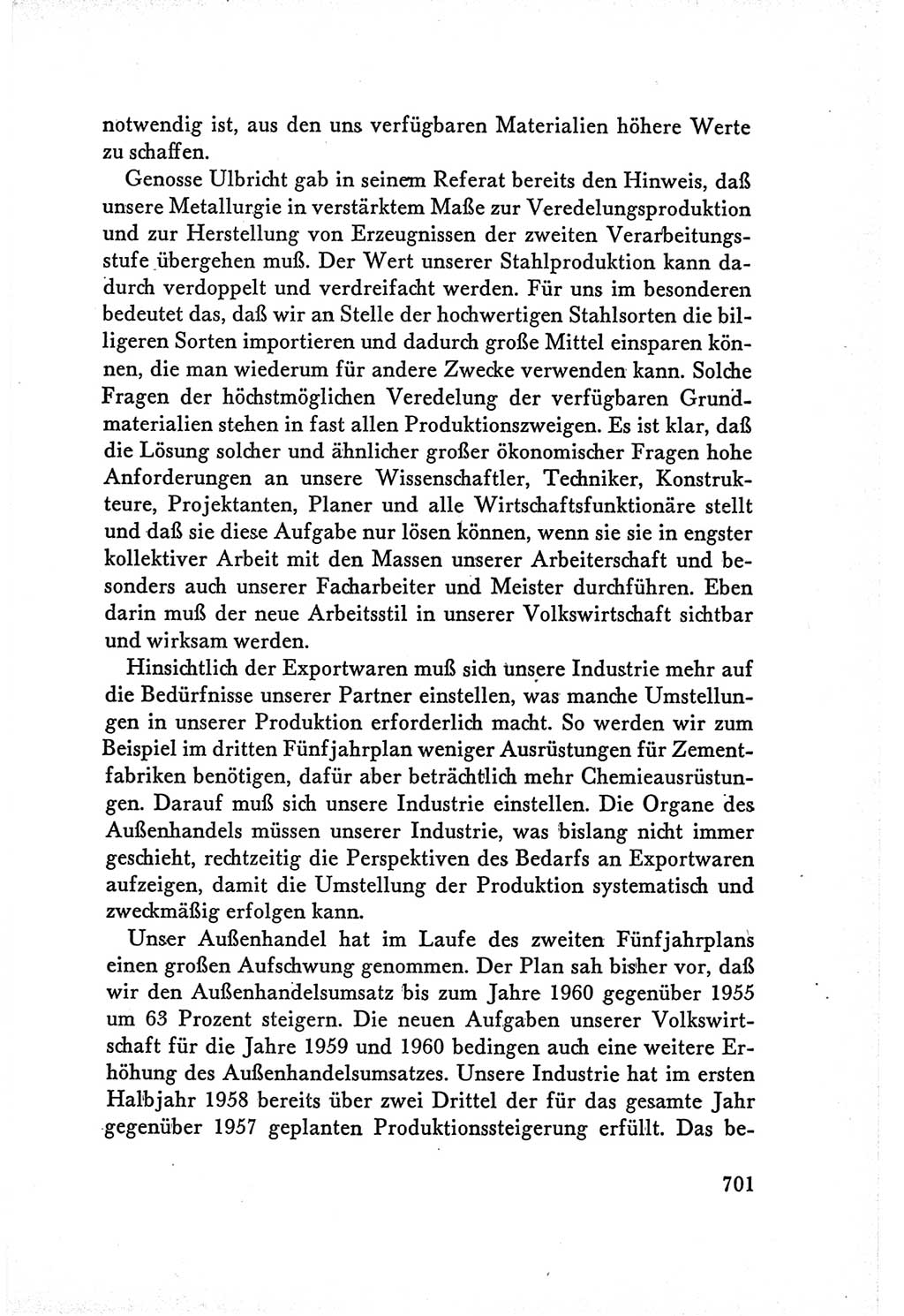 Protokoll der Verhandlungen des Ⅴ. Parteitages der Sozialistischen Einheitspartei Deutschlands (SED) [Deutsche Demokratische Republik (DDR)] 1958, Seite 701