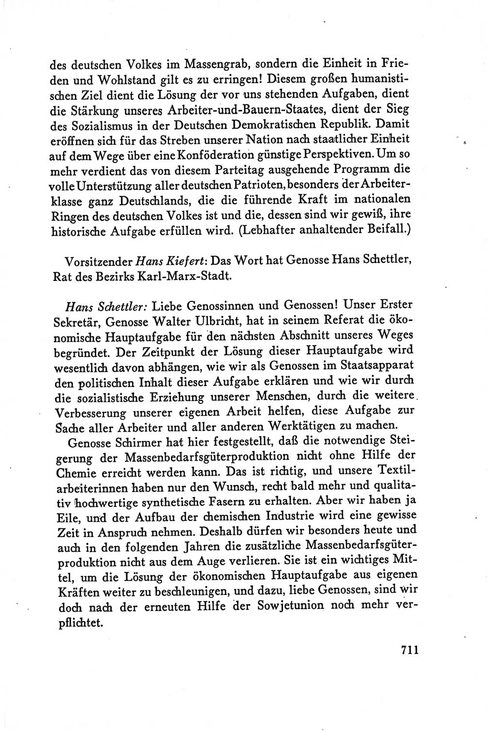 Protokoll der Verhandlungen des Ⅴ. Parteitages der Sozialistischen Einheitspartei Deutschlands (SED) [Deutsche Demokratische Republik (DDR)] 1958, Seite 711