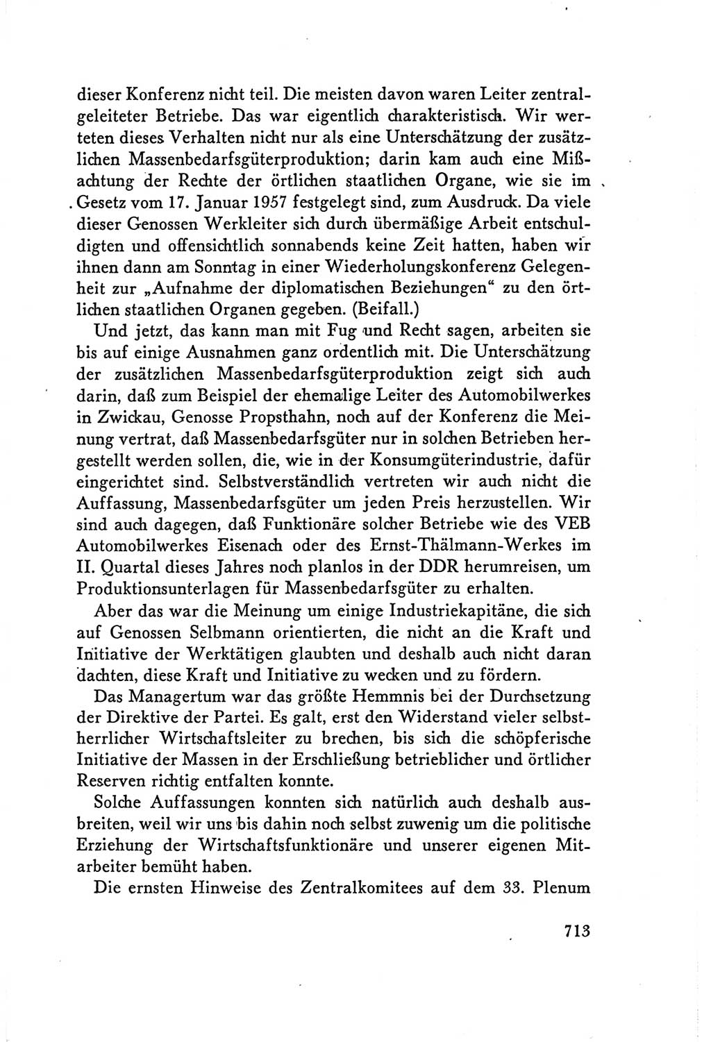 Protokoll der Verhandlungen des Ⅴ. Parteitages der Sozialistischen Einheitspartei Deutschlands (SED) [Deutsche Demokratische Republik (DDR)] 1958, Seite 713