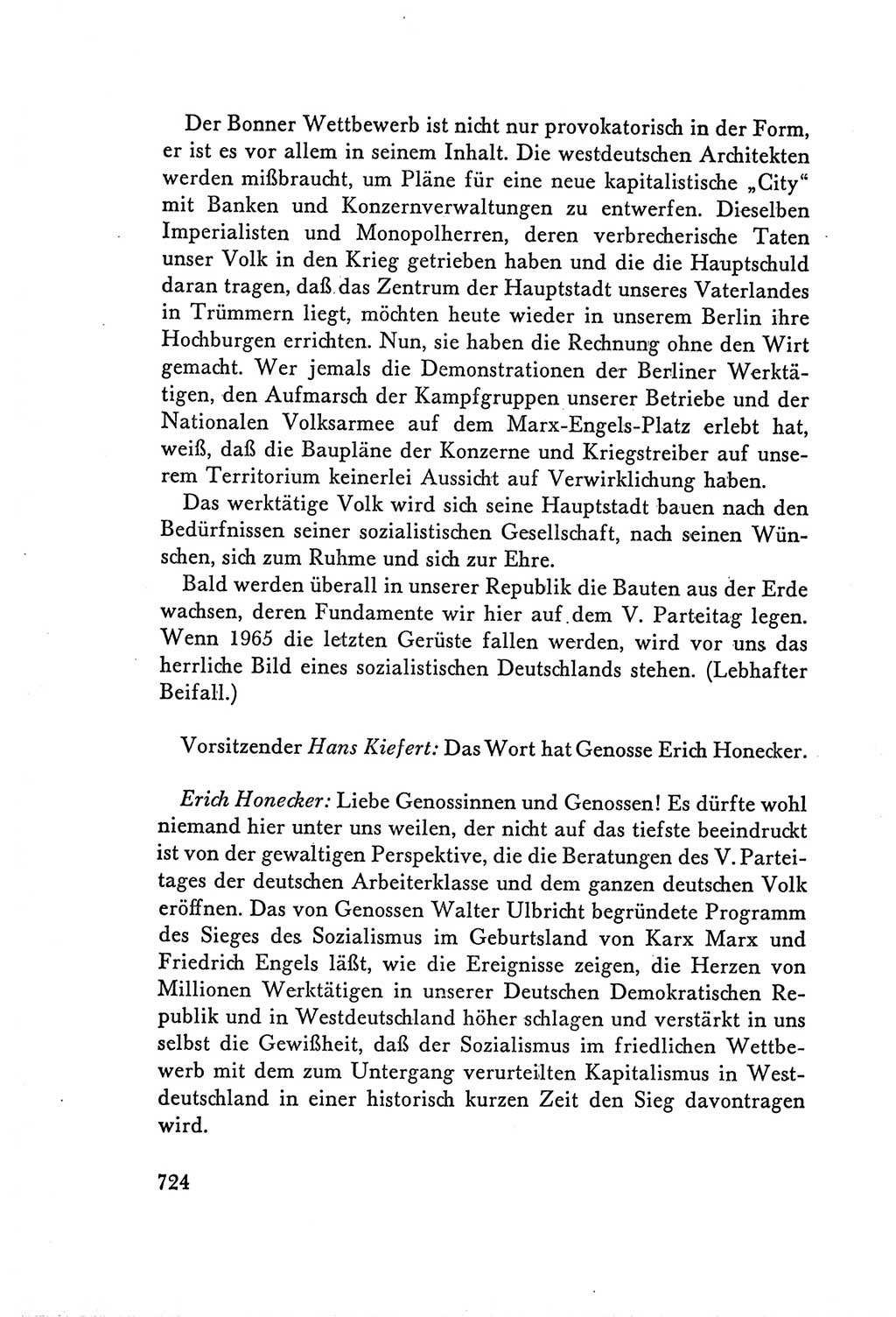 Protokoll der Verhandlungen des Ⅴ. Parteitages der Sozialistischen Einheitspartei Deutschlands (SED) [Deutsche Demokratische Republik (DDR)] 1958, Seite 724