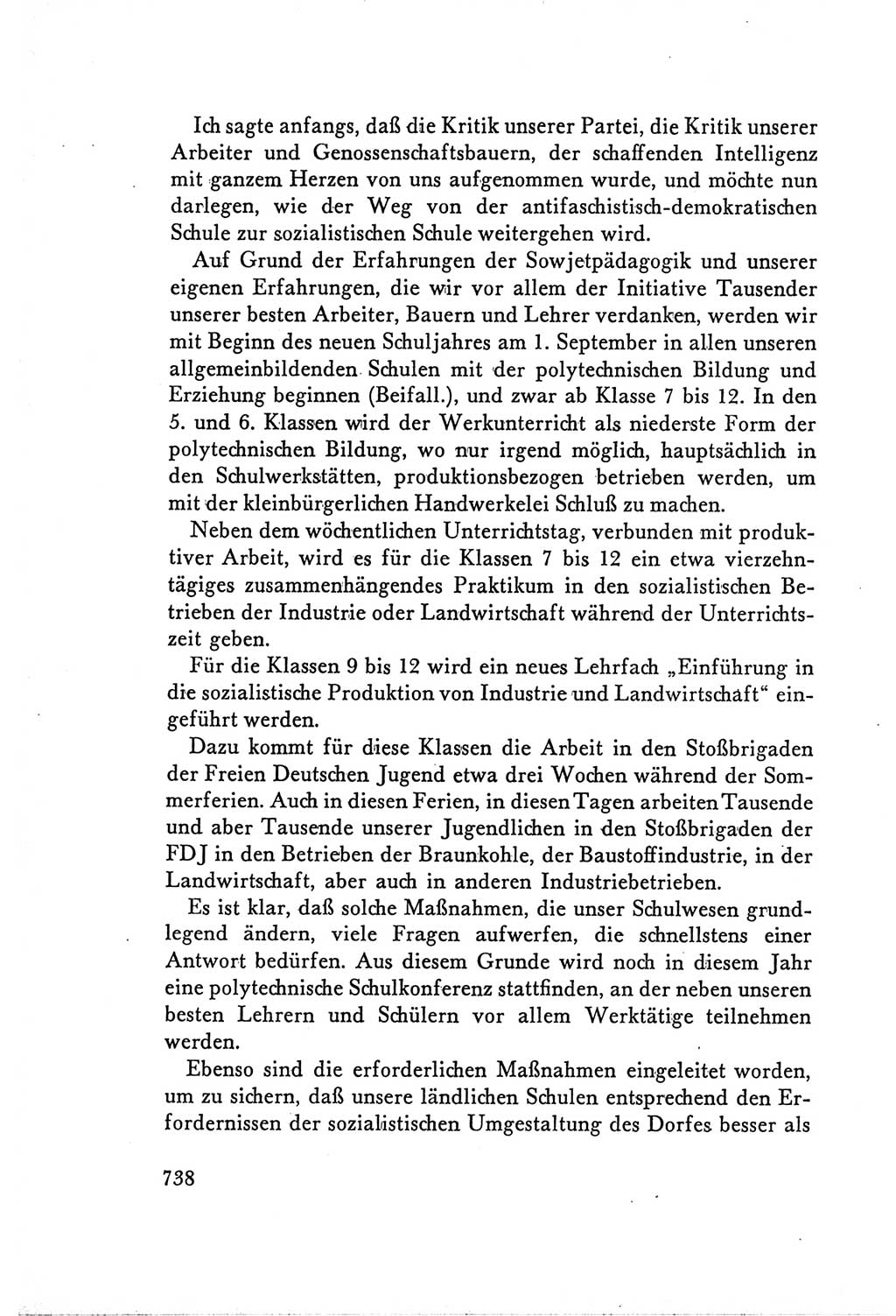 Protokoll der Verhandlungen des Ⅴ. Parteitages der Sozialistischen Einheitspartei Deutschlands (SED) [Deutsche Demokratische Republik (DDR)] 1958, Seite 738