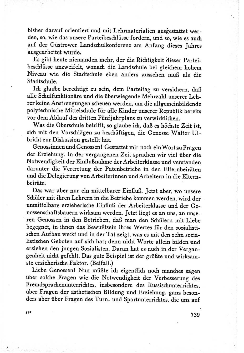 Protokoll der Verhandlungen des Ⅴ. Parteitages der Sozialistischen Einheitspartei Deutschlands (SED) [Deutsche Demokratische Republik (DDR)] 1958, Seite 739
