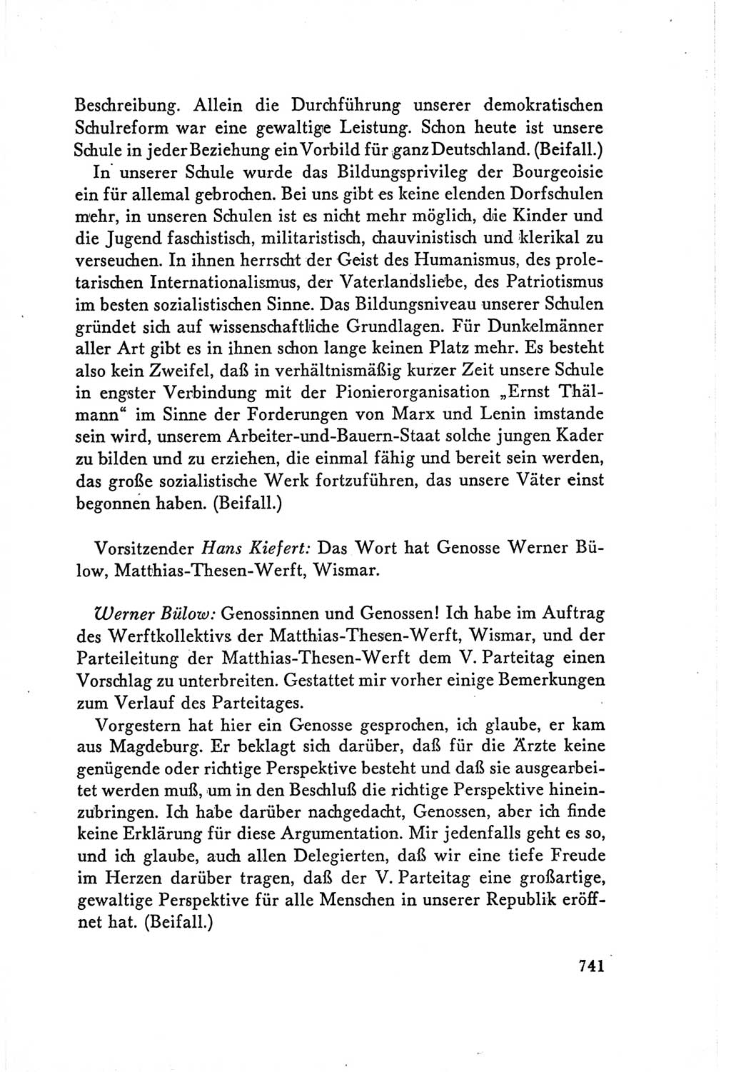 Protokoll der Verhandlungen des Ⅴ. Parteitages der Sozialistischen Einheitspartei Deutschlands (SED) [Deutsche Demokratische Republik (DDR)] 1958, Seite 741