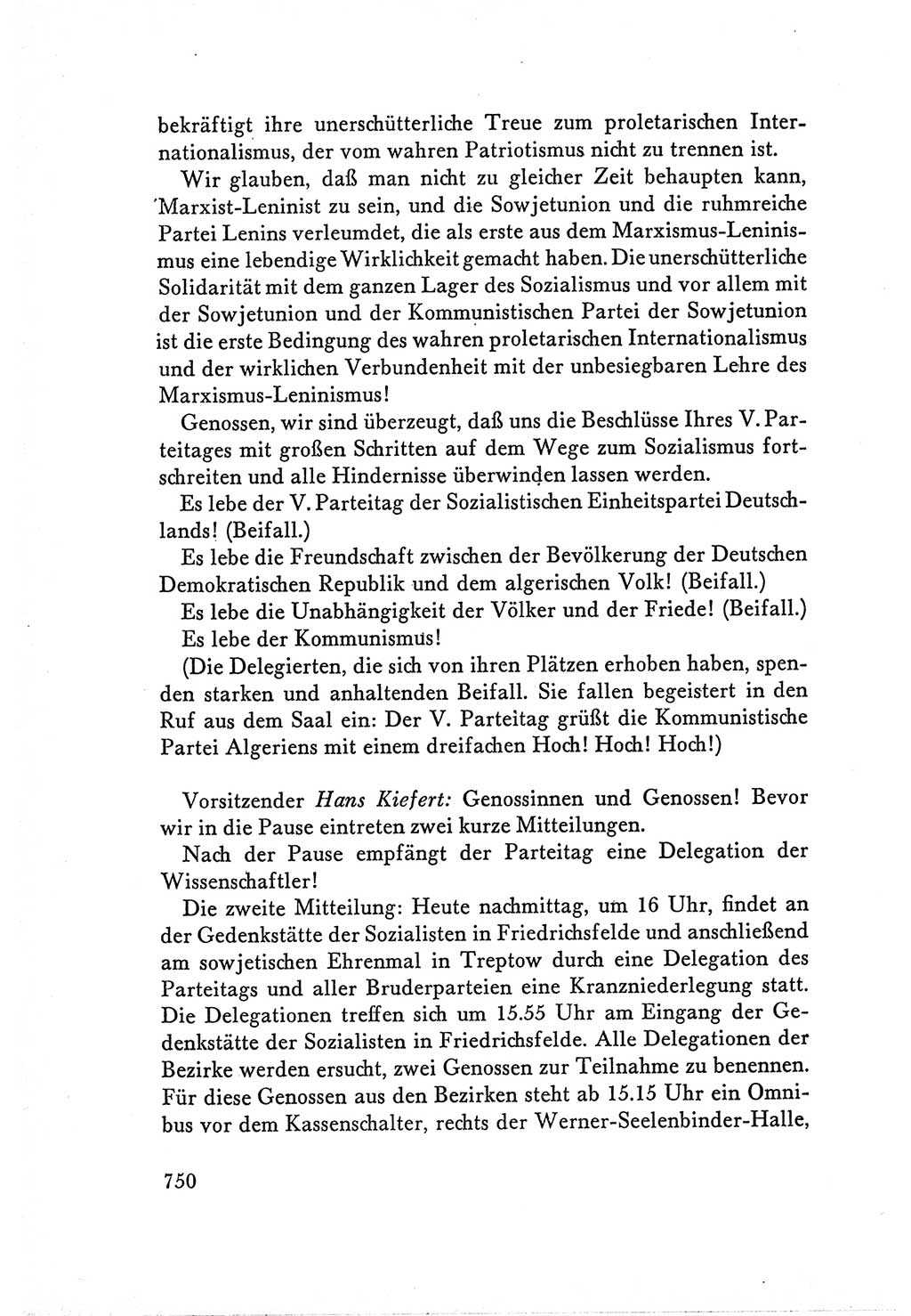 Protokoll der Verhandlungen des Ⅴ. Parteitages der Sozialistischen Einheitspartei Deutschlands (SED) [Deutsche Demokratische Republik (DDR)] 1958, Seite 750