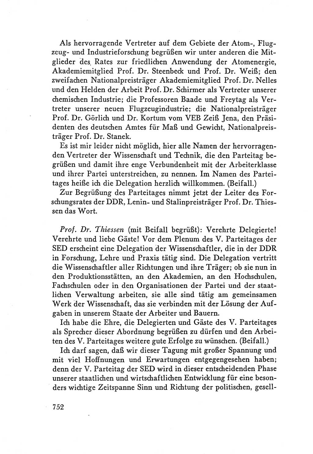 Protokoll der Verhandlungen des Ⅴ. Parteitages der Sozialistischen Einheitspartei Deutschlands (SED) [Deutsche Demokratische Republik (DDR)] 1958, Seite 752