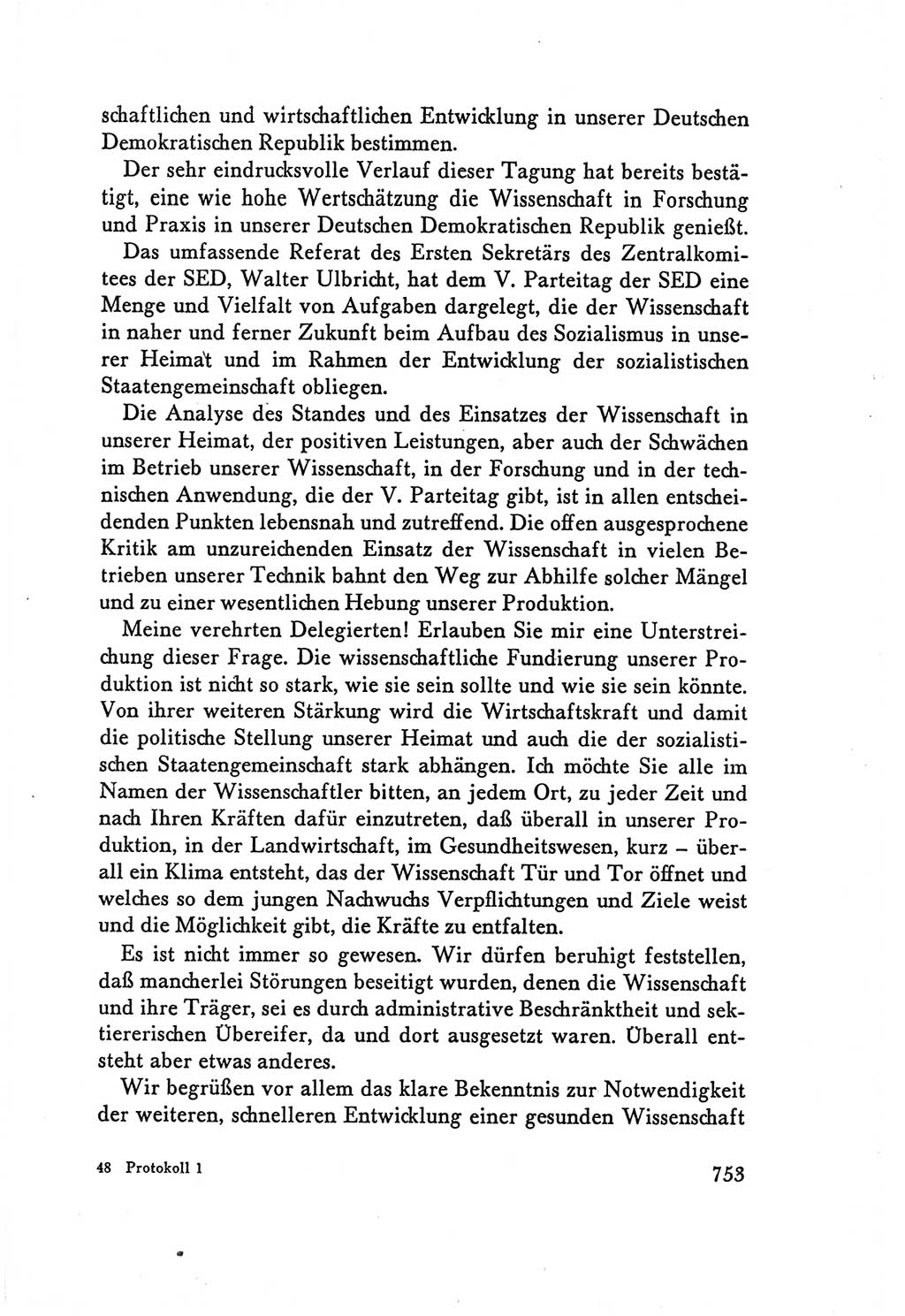 Protokoll der Verhandlungen des Ⅴ. Parteitages der Sozialistischen Einheitspartei Deutschlands (SED) [Deutsche Demokratische Republik (DDR)] 1958, Seite 753