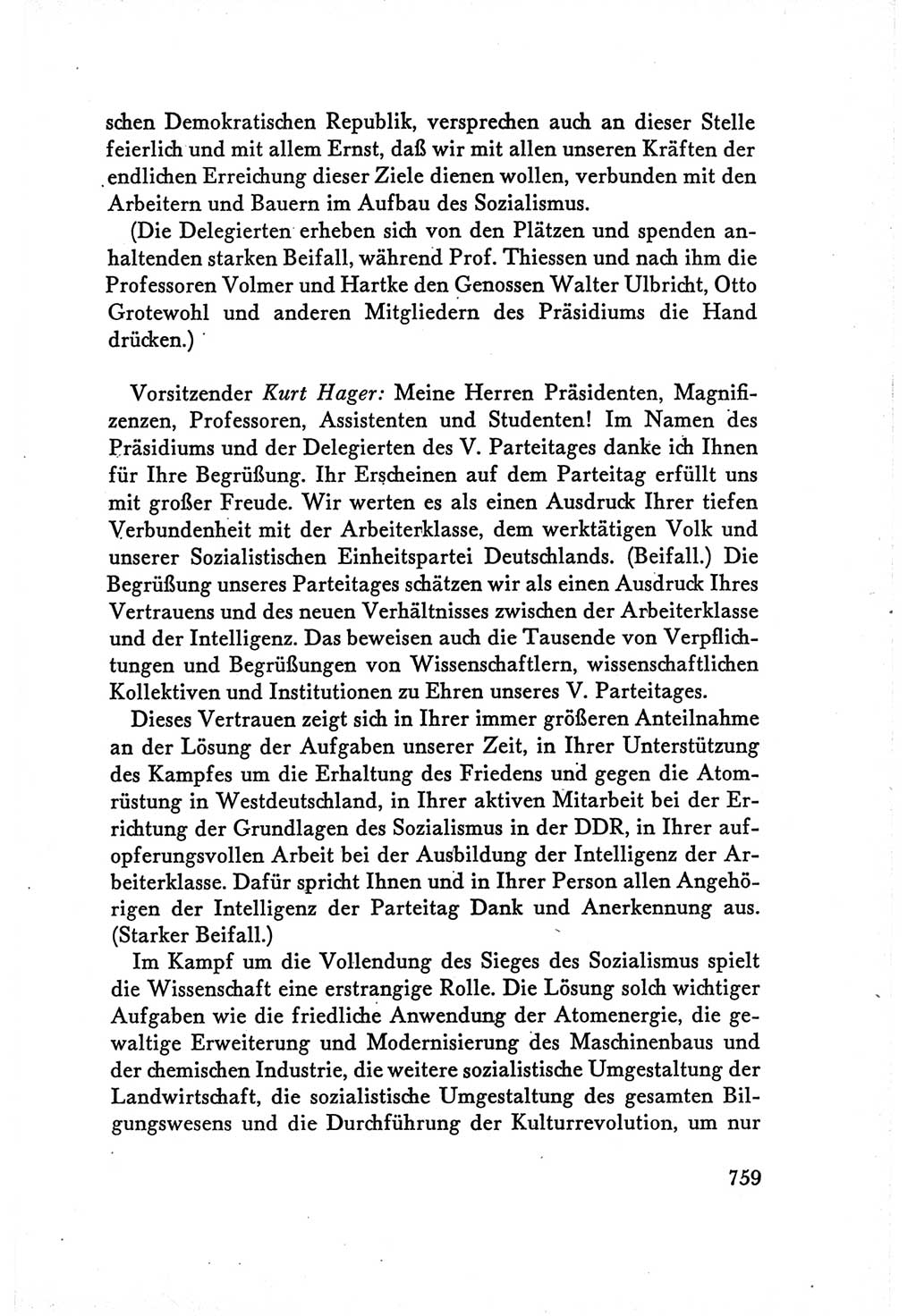 Protokoll der Verhandlungen des Ⅴ. Parteitages der Sozialistischen Einheitspartei Deutschlands (SED) [Deutsche Demokratische Republik (DDR)] 1958, Seite 759