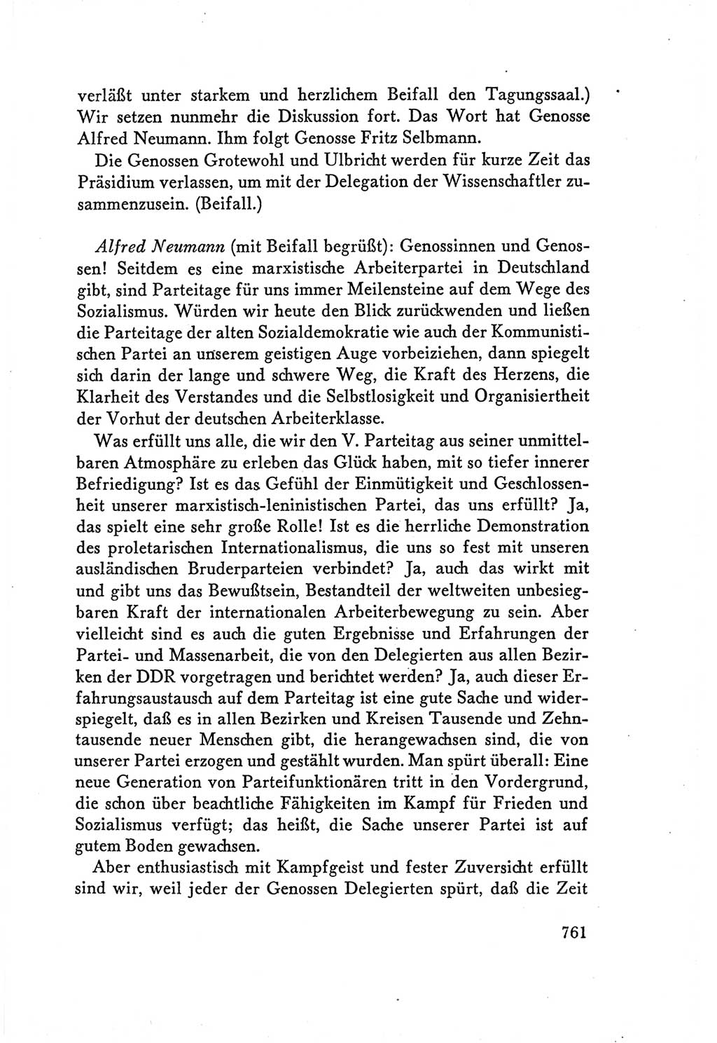 Protokoll der Verhandlungen des Ⅴ. Parteitages der Sozialistischen Einheitspartei Deutschlands (SED) [Deutsche Demokratische Republik (DDR)] 1958, Seite 761
