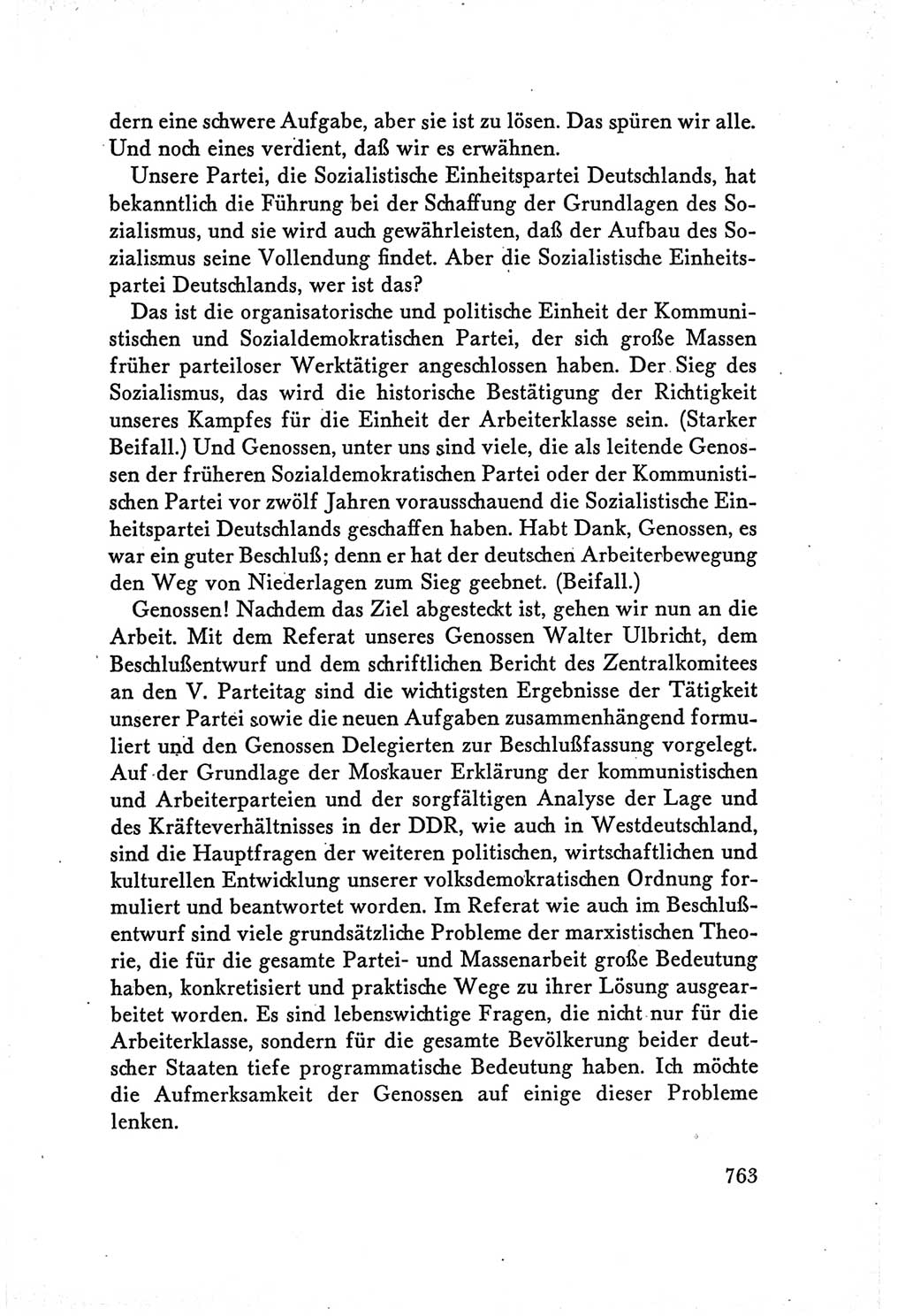 Protokoll der Verhandlungen des Ⅴ. Parteitages der Sozialistischen Einheitspartei Deutschlands (SED) [Deutsche Demokratische Republik (DDR)] 1958, Seite 763