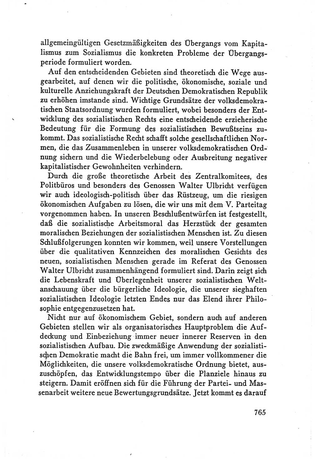 Protokoll der Verhandlungen des Ⅴ. Parteitages der Sozialistischen Einheitspartei Deutschlands (SED) [Deutsche Demokratische Republik (DDR)] 1958, Seite 765