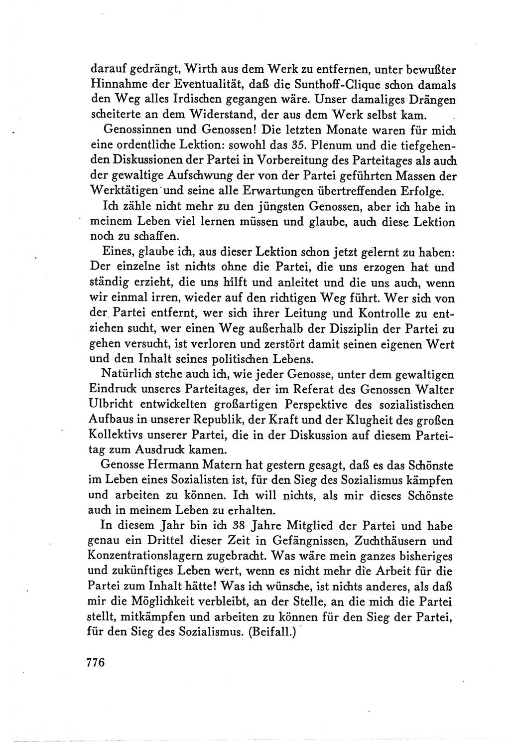 Protokoll der Verhandlungen des Ⅴ. Parteitages der Sozialistischen Einheitspartei Deutschlands (SED) [Deutsche Demokratische Republik (DDR)] 1958, Seite 776