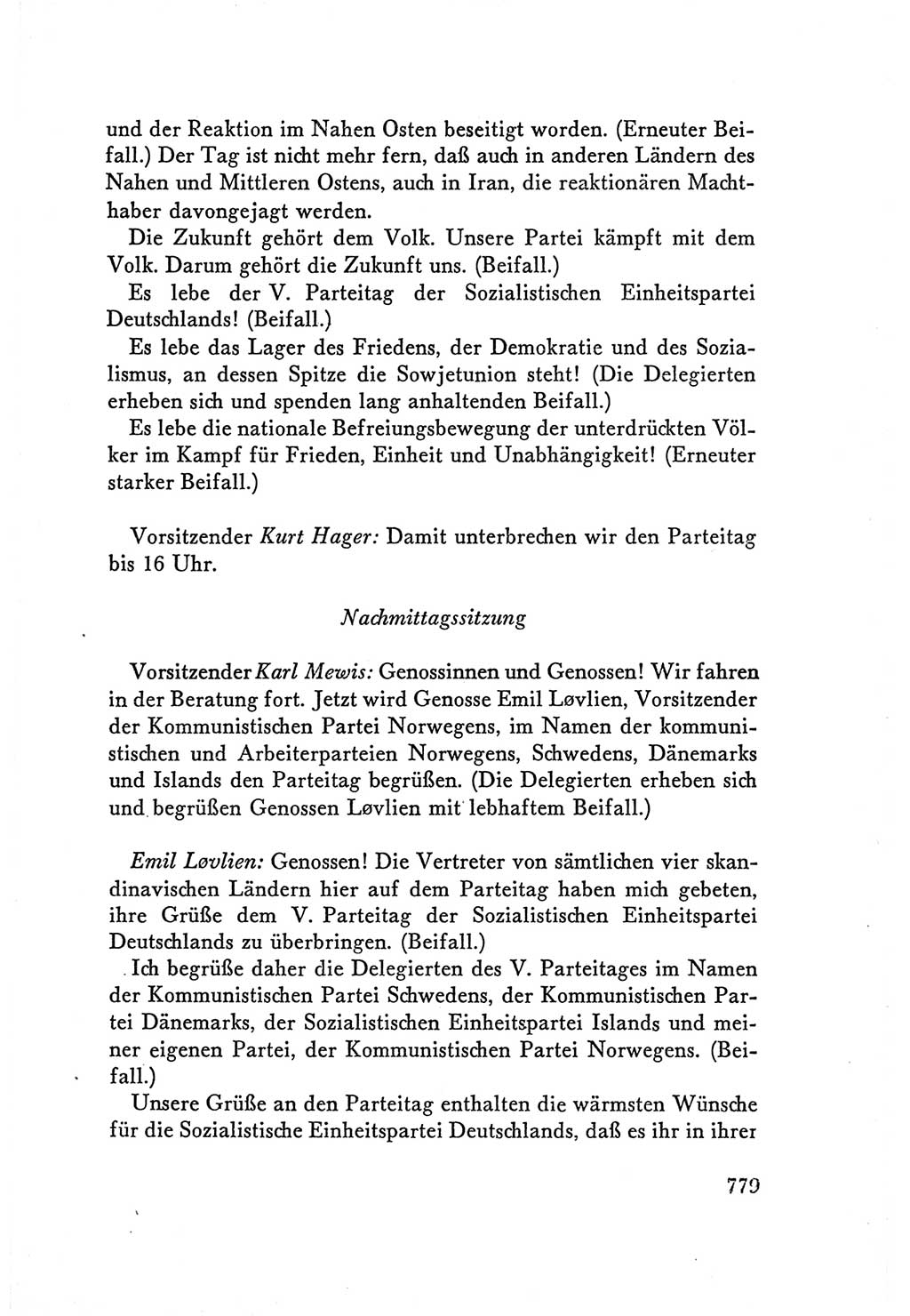 Protokoll der Verhandlungen des Ⅴ. Parteitages der Sozialistischen Einheitspartei Deutschlands (SED) [Deutsche Demokratische Republik (DDR)] 1958, Seite 779