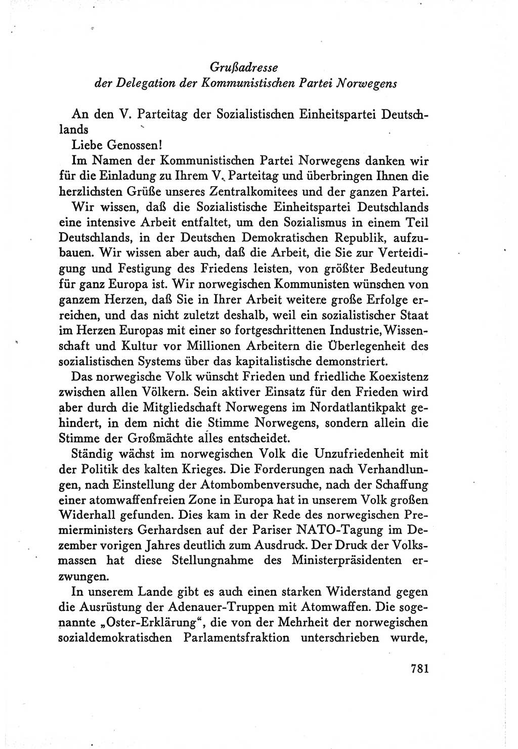 Protokoll der Verhandlungen des Ⅴ. Parteitages der Sozialistischen Einheitspartei Deutschlands (SED) [Deutsche Demokratische Republik (DDR)] 1958, Seite 781