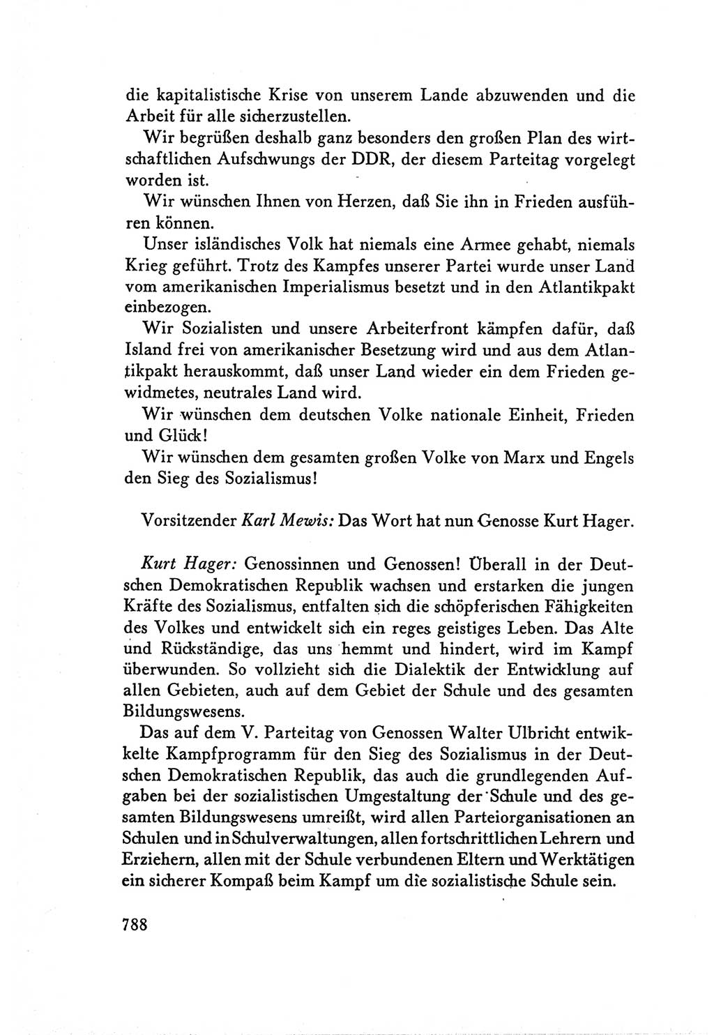 Protokoll der Verhandlungen des Ⅴ. Parteitages der Sozialistischen Einheitspartei Deutschlands (SED) [Deutsche Demokratische Republik (DDR)] 1958, Seite 788