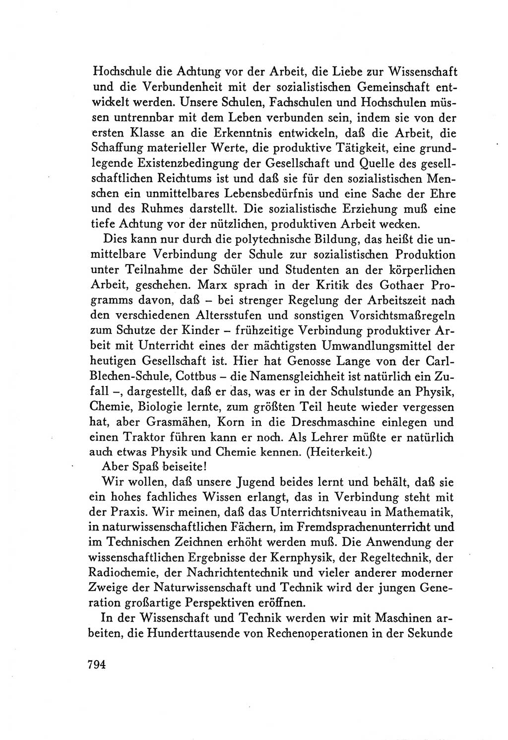 Protokoll der Verhandlungen des Ⅴ. Parteitages der Sozialistischen Einheitspartei Deutschlands (SED) [Deutsche Demokratische Republik (DDR)] 1958, Seite 794