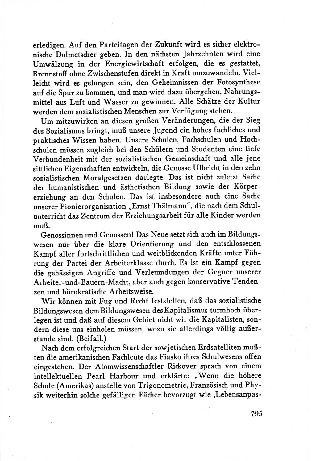 Protokoll der Verhandlungen des Ⅴ. Parteitages der Sozialistischen Einheitspartei Deutschlands (SED) [Deutsche Demokratische Republik (DDR)] 1958, Seite 795