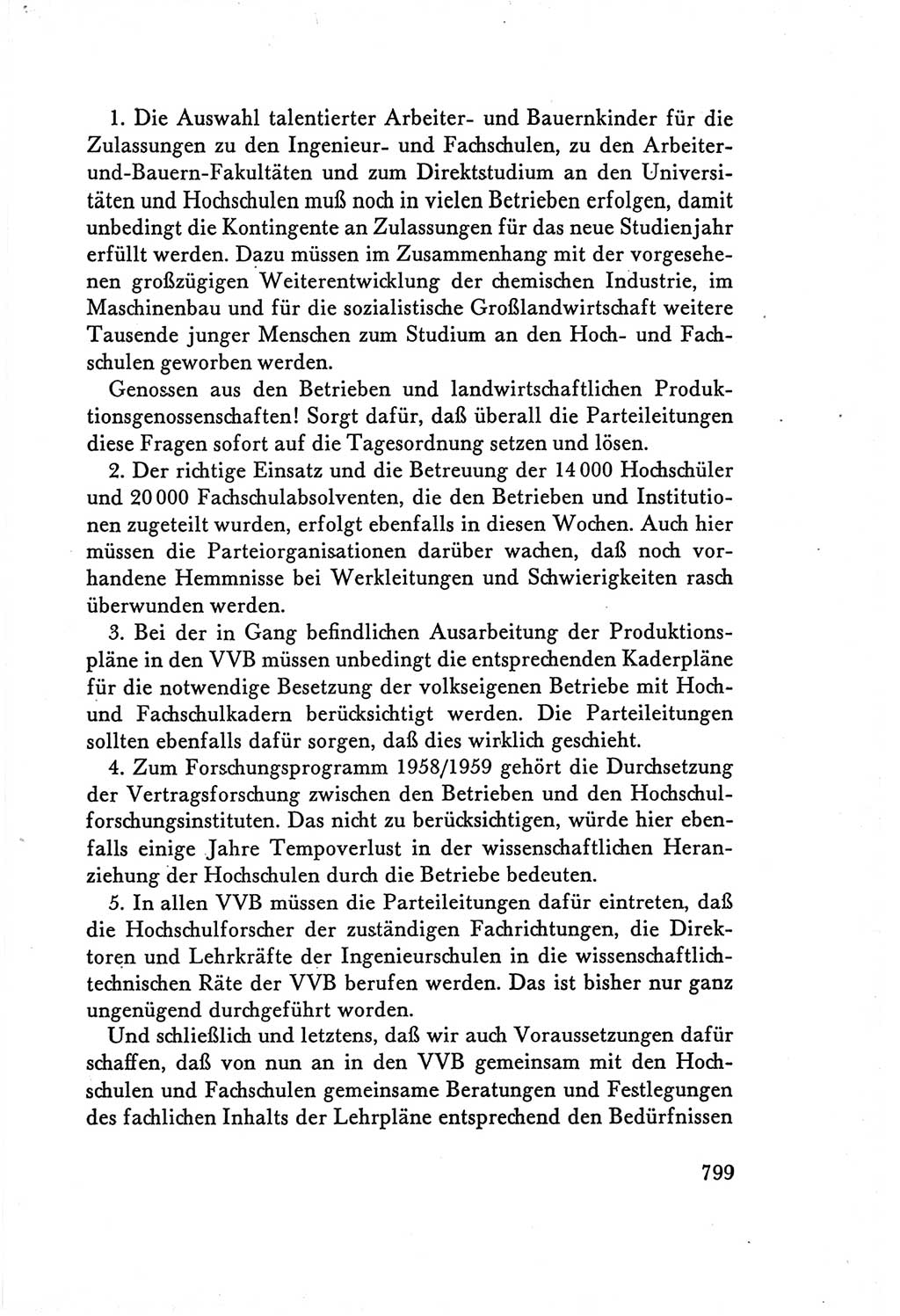 Protokoll der Verhandlungen des Ⅴ. Parteitages der Sozialistischen Einheitspartei Deutschlands (SED) [Deutsche Demokratische Republik (DDR)] 1958, Seite 799
