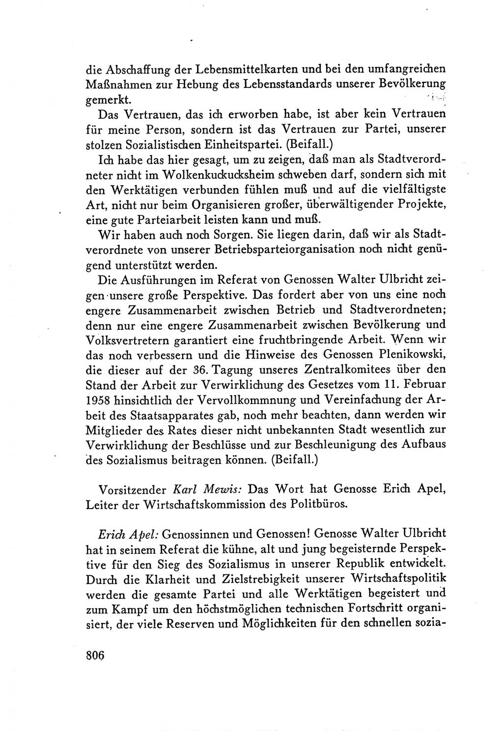 Protokoll der Verhandlungen des Ⅴ. Parteitages der Sozialistischen Einheitspartei Deutschlands (SED) [Deutsche Demokratische Republik (DDR)] 1958, Seite 806