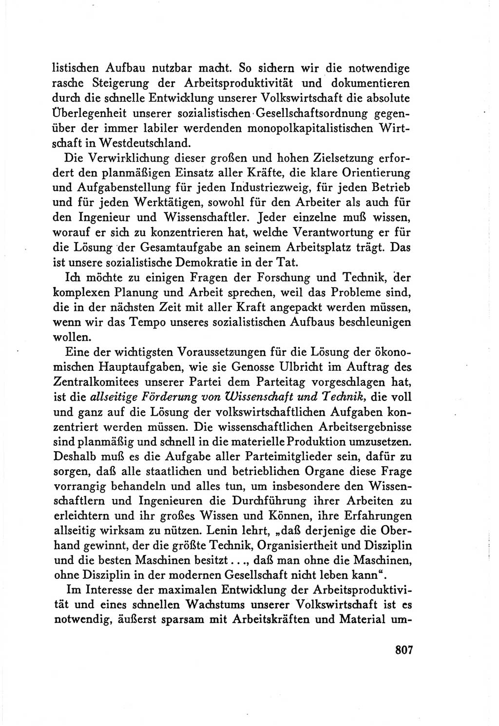 Protokoll der Verhandlungen des Ⅴ. Parteitages der Sozialistischen Einheitspartei Deutschlands (SED) [Deutsche Demokratische Republik (DDR)] 1958, Seite 807