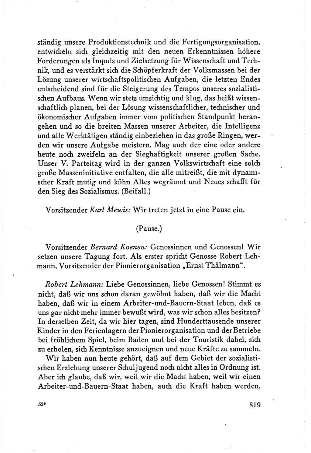 Protokoll der Verhandlungen des Ⅴ. Parteitages der Sozialistischen Einheitspartei Deutschlands (SED) [Deutsche Demokratische Republik (DDR)] 1958, Seite 819