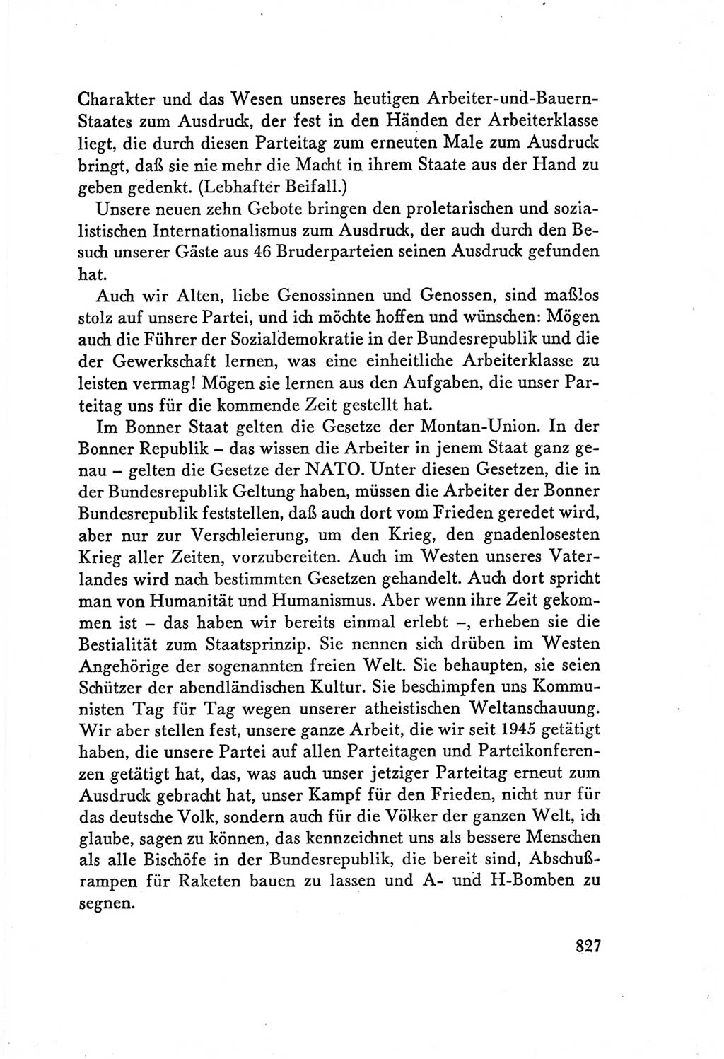 Protokoll der Verhandlungen des Ⅴ. Parteitages der Sozialistischen Einheitspartei Deutschlands (SED) [Deutsche Demokratische Republik (DDR)] 1958, Seite 827