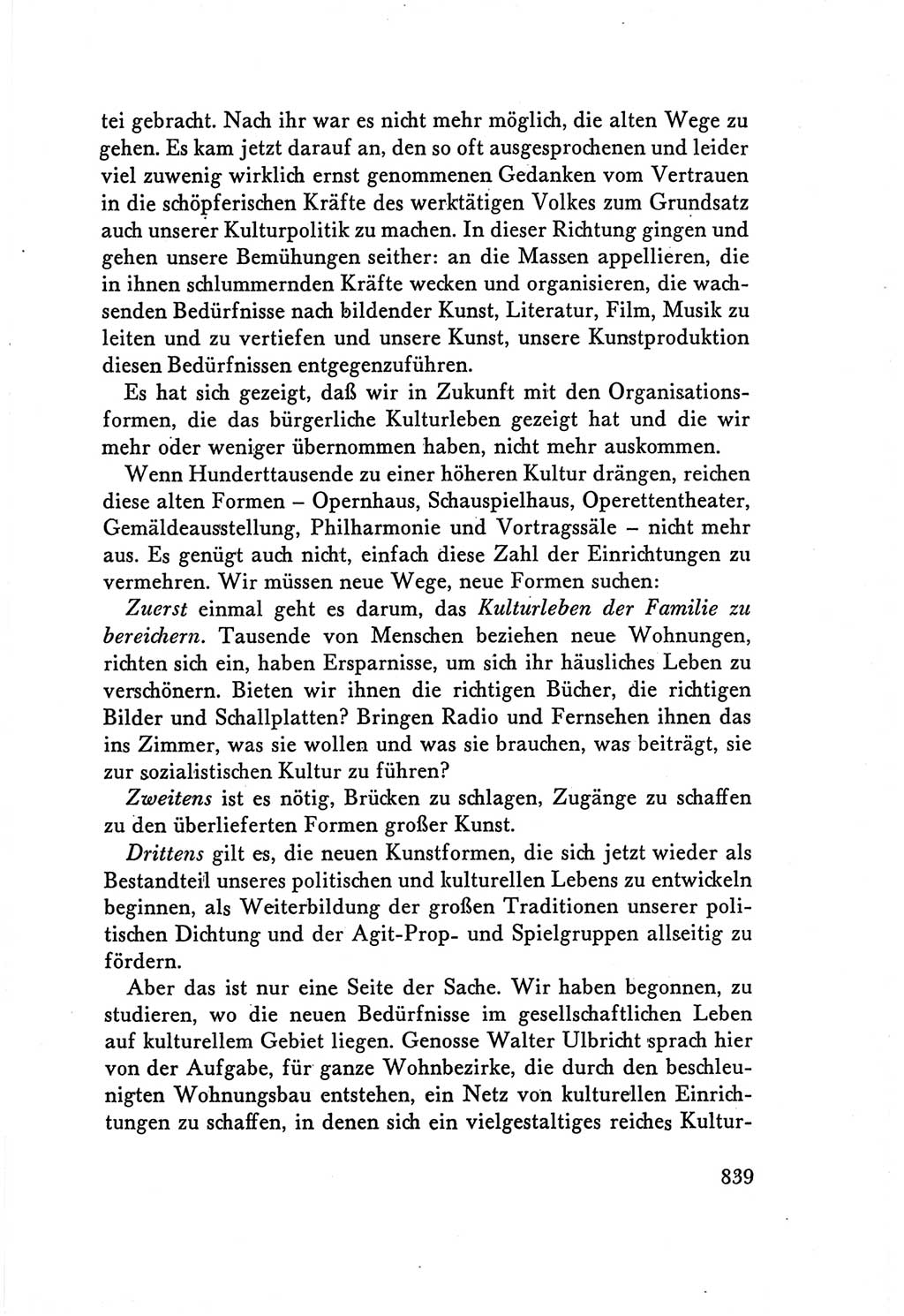 Protokoll der Verhandlungen des Ⅴ. Parteitages der Sozialistischen Einheitspartei Deutschlands (SED) [Deutsche Demokratische Republik (DDR)] 1958, Seite 839