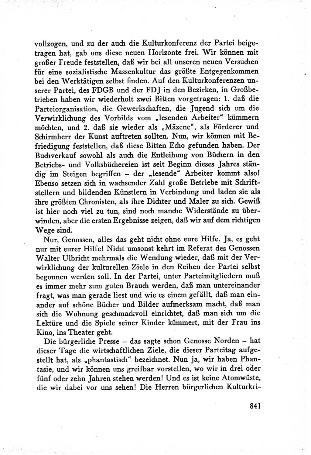 Protokoll der Verhandlungen des Ⅴ. Parteitages der Sozialistischen Einheitspartei Deutschlands (SED) [Deutsche Demokratische Republik (DDR)] 1958, Seite 841