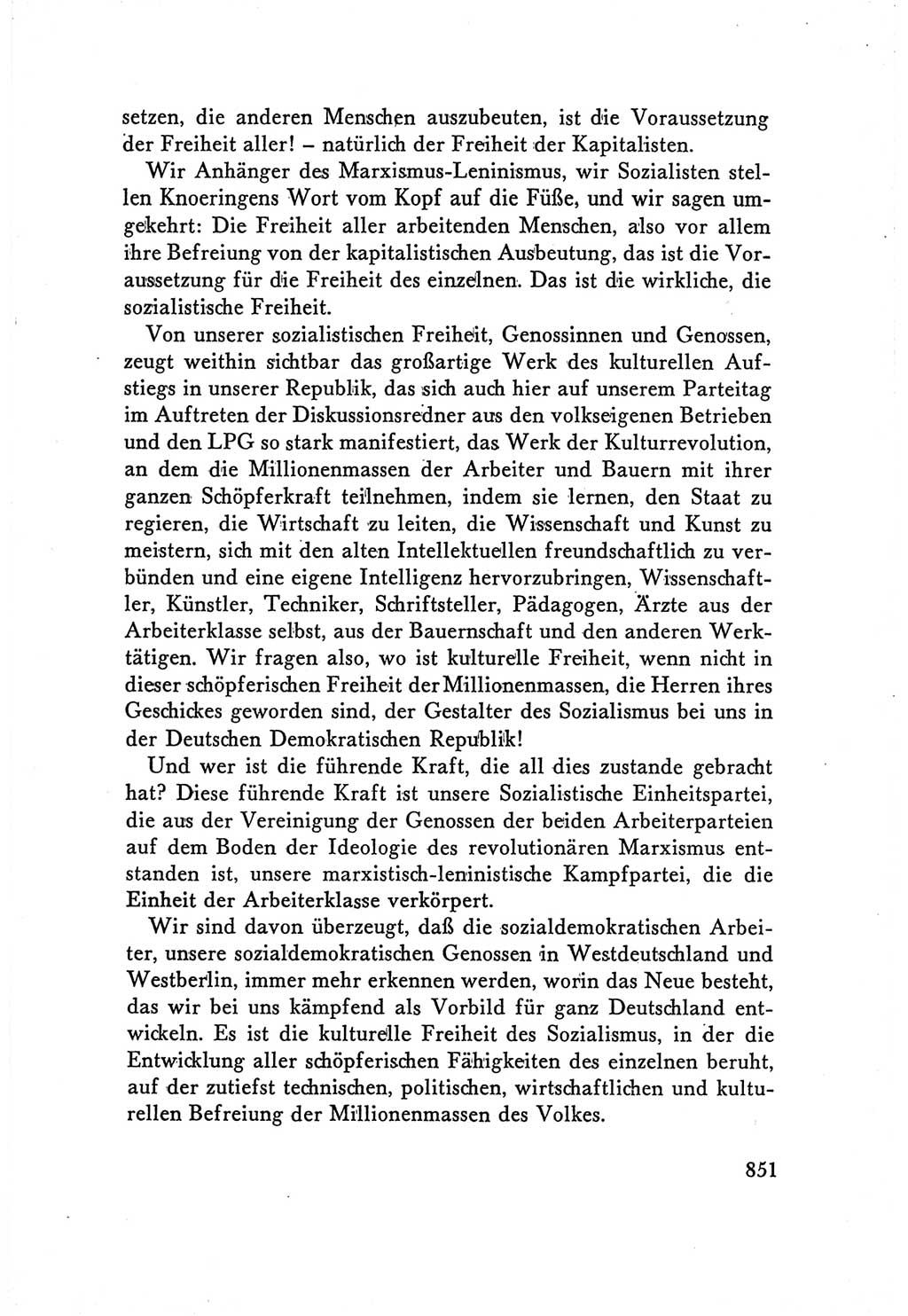 Protokoll der Verhandlungen des Ⅴ. Parteitages der Sozialistischen Einheitspartei Deutschlands (SED) [Deutsche Demokratische Republik (DDR)] 1958, Seite 851