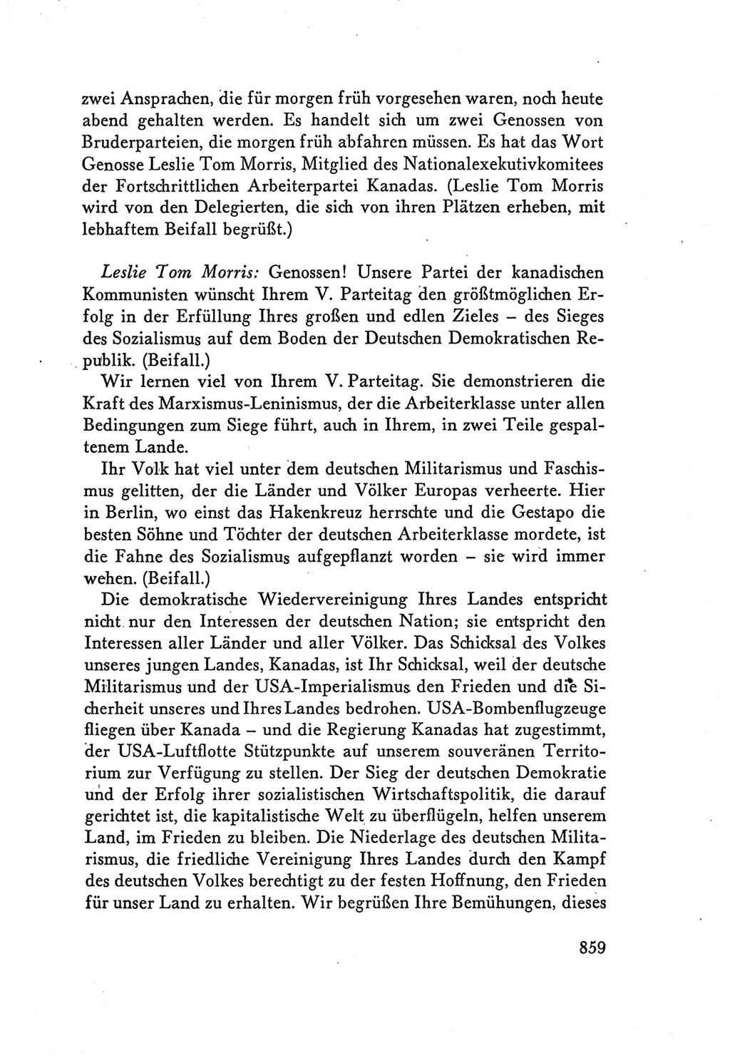 Protokoll der Verhandlungen des Ⅴ. Parteitages der Sozialistischen Einheitspartei Deutschlands (SED) [Deutsche Demokratische Republik (DDR)] 1958, Seite 859
