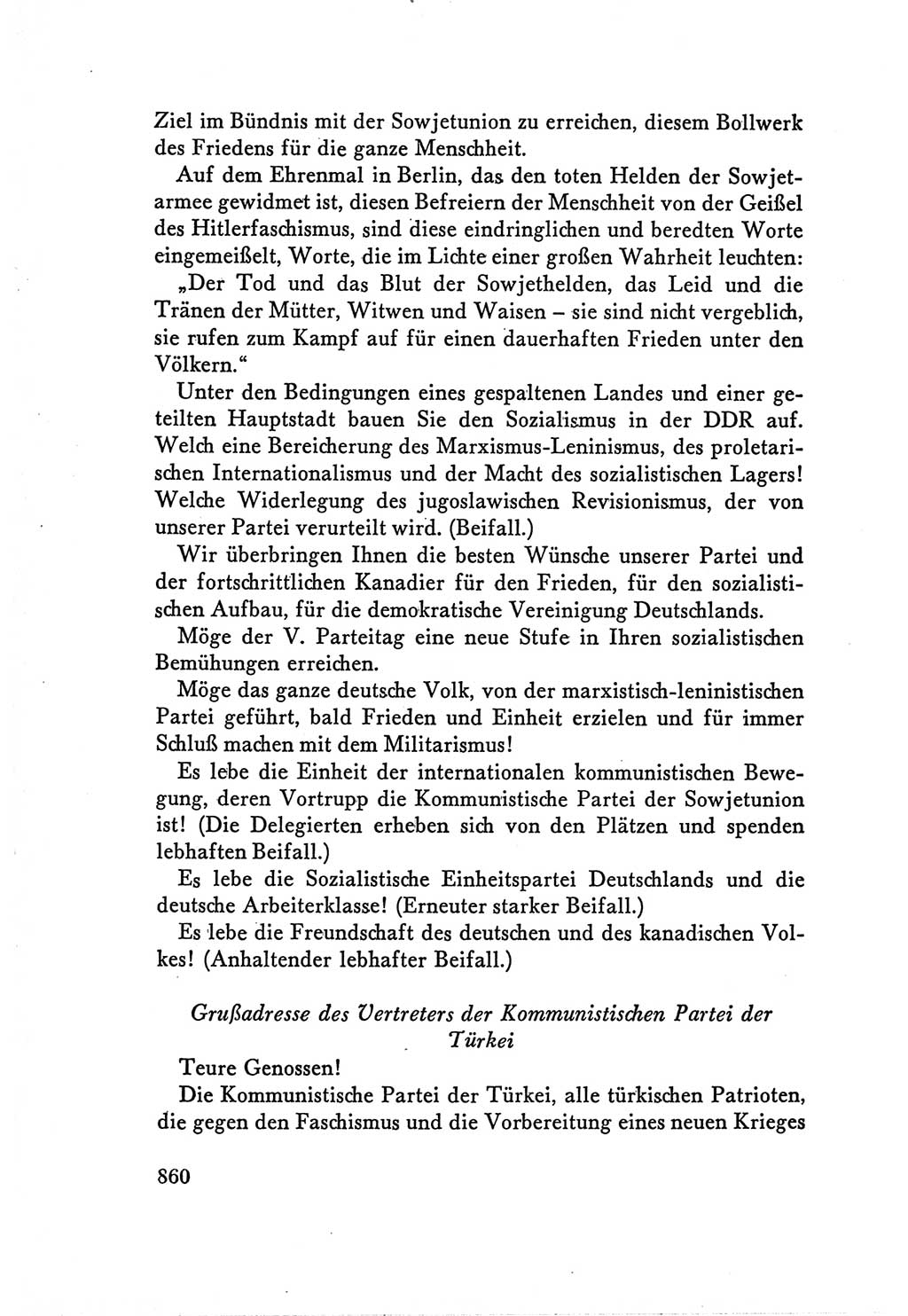 Protokoll der Verhandlungen des Ⅴ. Parteitages der Sozialistischen Einheitspartei Deutschlands (SED) [Deutsche Demokratische Republik (DDR)] 1958, Seite 860