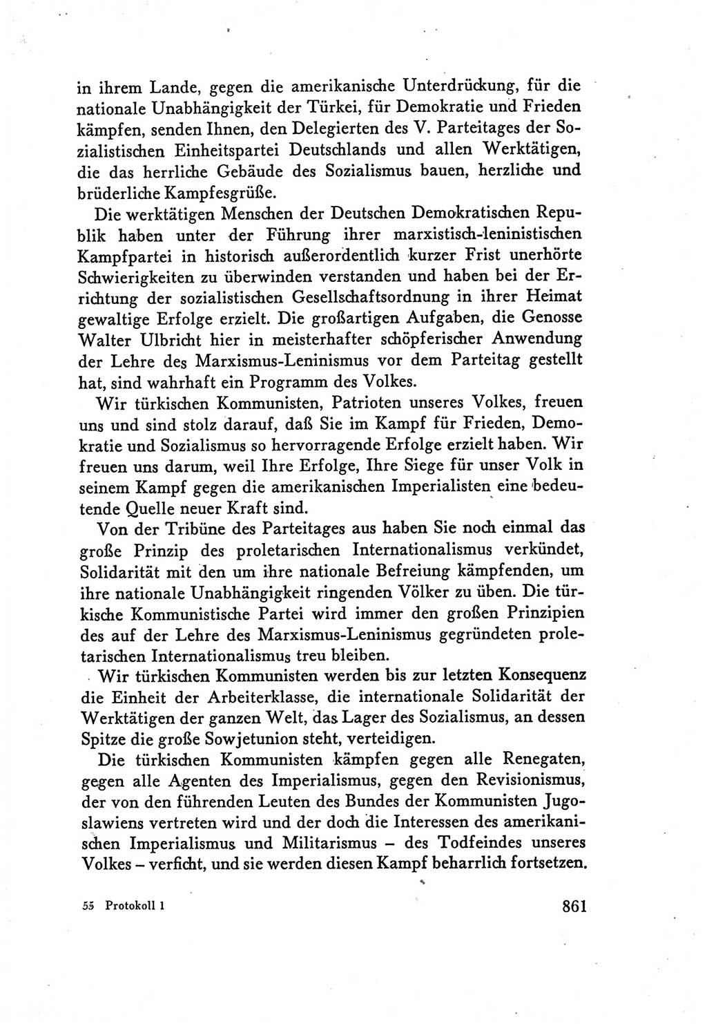 Protokoll der Verhandlungen des Ⅴ. Parteitages der Sozialistischen Einheitspartei Deutschlands (SED) [Deutsche Demokratische Republik (DDR)] 1958, Seite 861