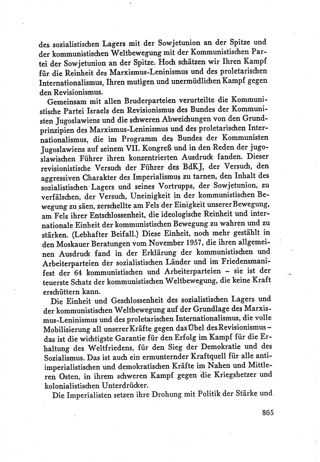 Protokoll der Verhandlungen des Ⅴ. Parteitages der Sozialistischen Einheitspartei Deutschlands (SED) [Deutsche Demokratische Republik (DDR)] 1958, Seite 865