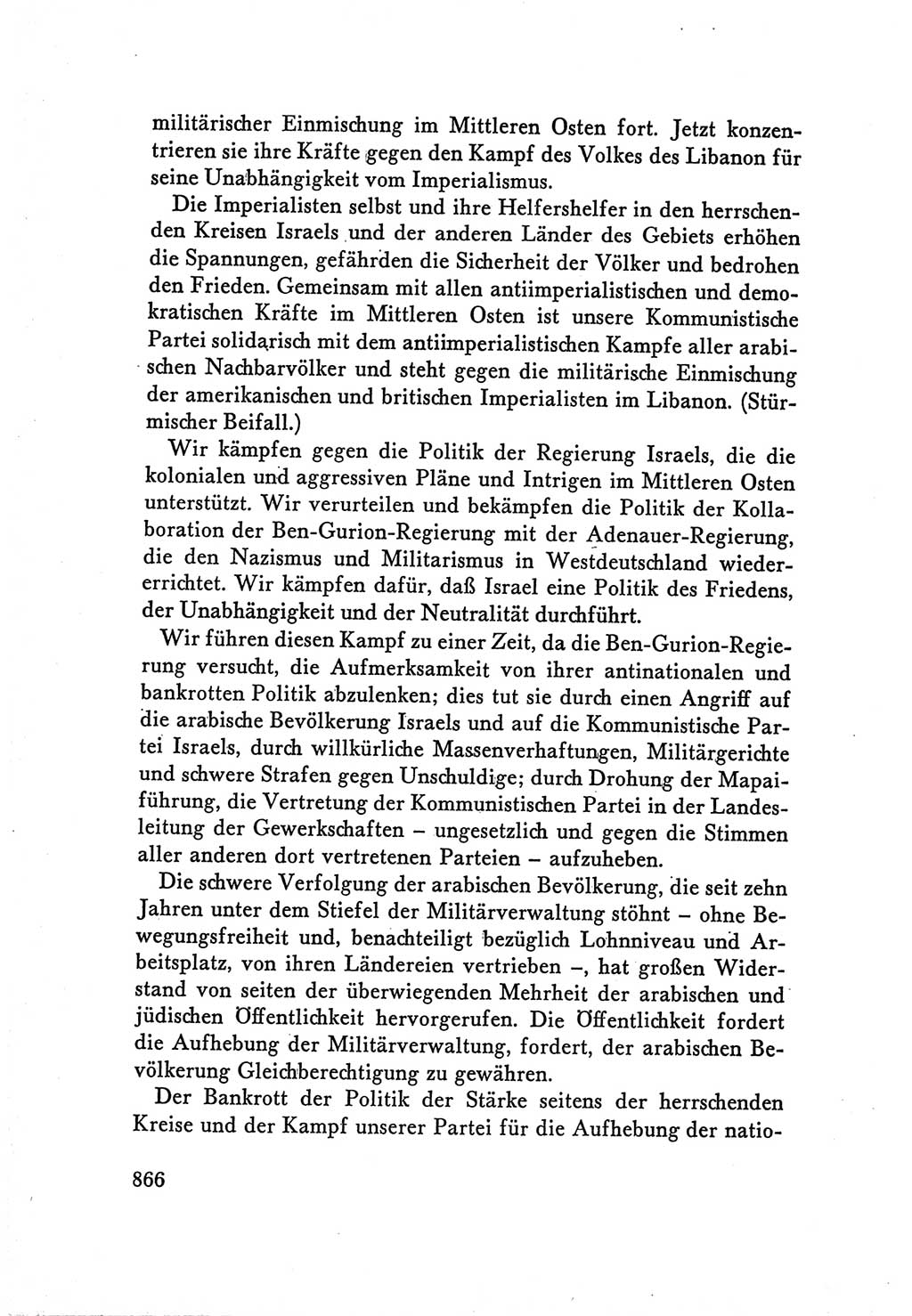 Protokoll der Verhandlungen des Ⅴ. Parteitages der Sozialistischen Einheitspartei Deutschlands (SED) [Deutsche Demokratische Republik (DDR)] 1958, Seite 866