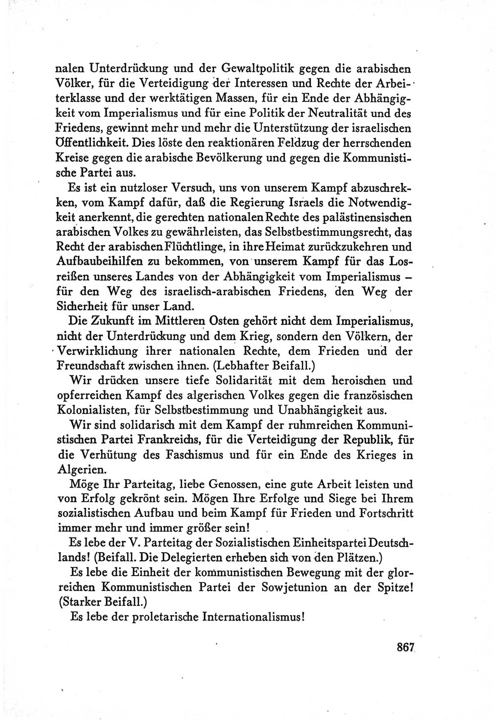 Protokoll der Verhandlungen des Ⅴ. Parteitages der Sozialistischen Einheitspartei Deutschlands (SED) [Deutsche Demokratische Republik (DDR)] 1958, Seite 867