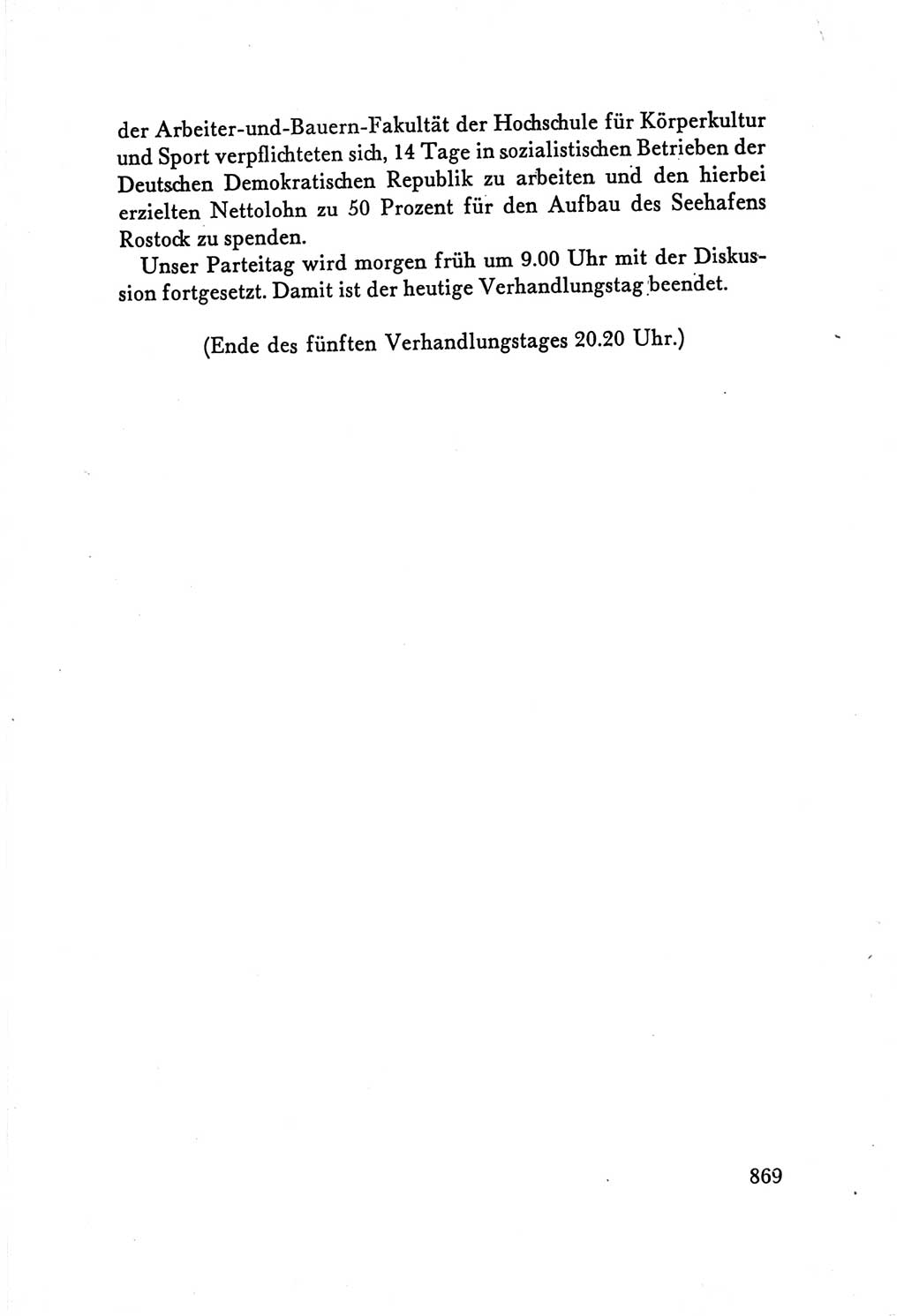 Protokoll der Verhandlungen des Ⅴ. Parteitages der Sozialistischen Einheitspartei Deutschlands (SED) [Deutsche Demokratische Republik (DDR)] 1958, Seite 869