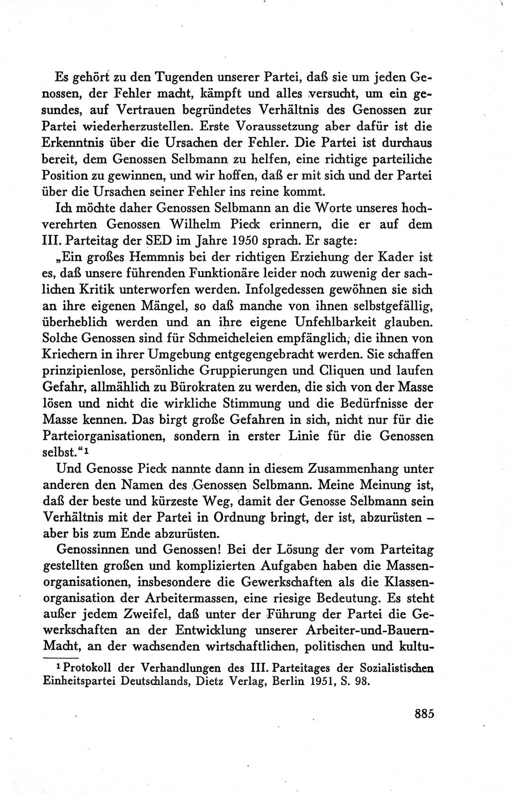 Protokoll der Verhandlungen des Ⅴ. Parteitages der Sozialistischen Einheitspartei Deutschlands (SED) [Deutsche Demokratische Republik (DDR)] 1958, Seite 885