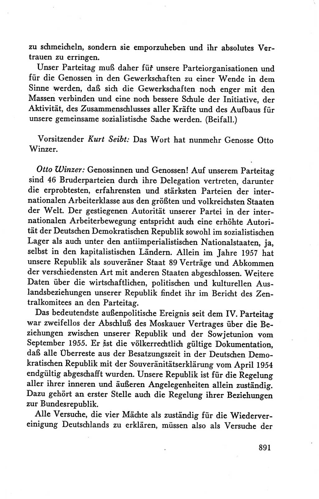 Protokoll der Verhandlungen des Ⅴ. Parteitages der Sozialistischen Einheitspartei Deutschlands (SED) [Deutsche Demokratische Republik (DDR)] 1958, Seite 891