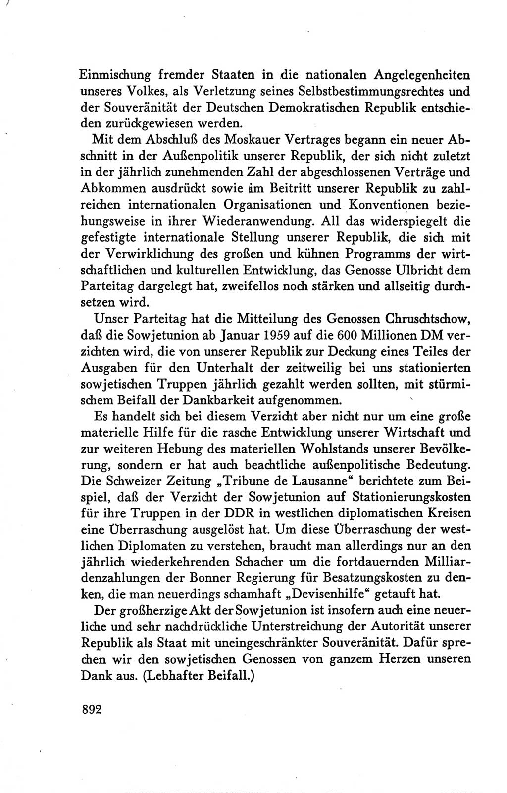 Protokoll der Verhandlungen des Ⅴ. Parteitages der Sozialistischen Einheitspartei Deutschlands (SED) [Deutsche Demokratische Republik (DDR)] 1958, Seite 892