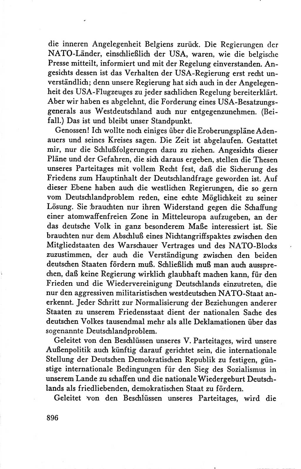 Protokoll der Verhandlungen des Ⅴ. Parteitages der Sozialistischen Einheitspartei Deutschlands (SED) [Deutsche Demokratische Republik (DDR)] 1958, Seite 896