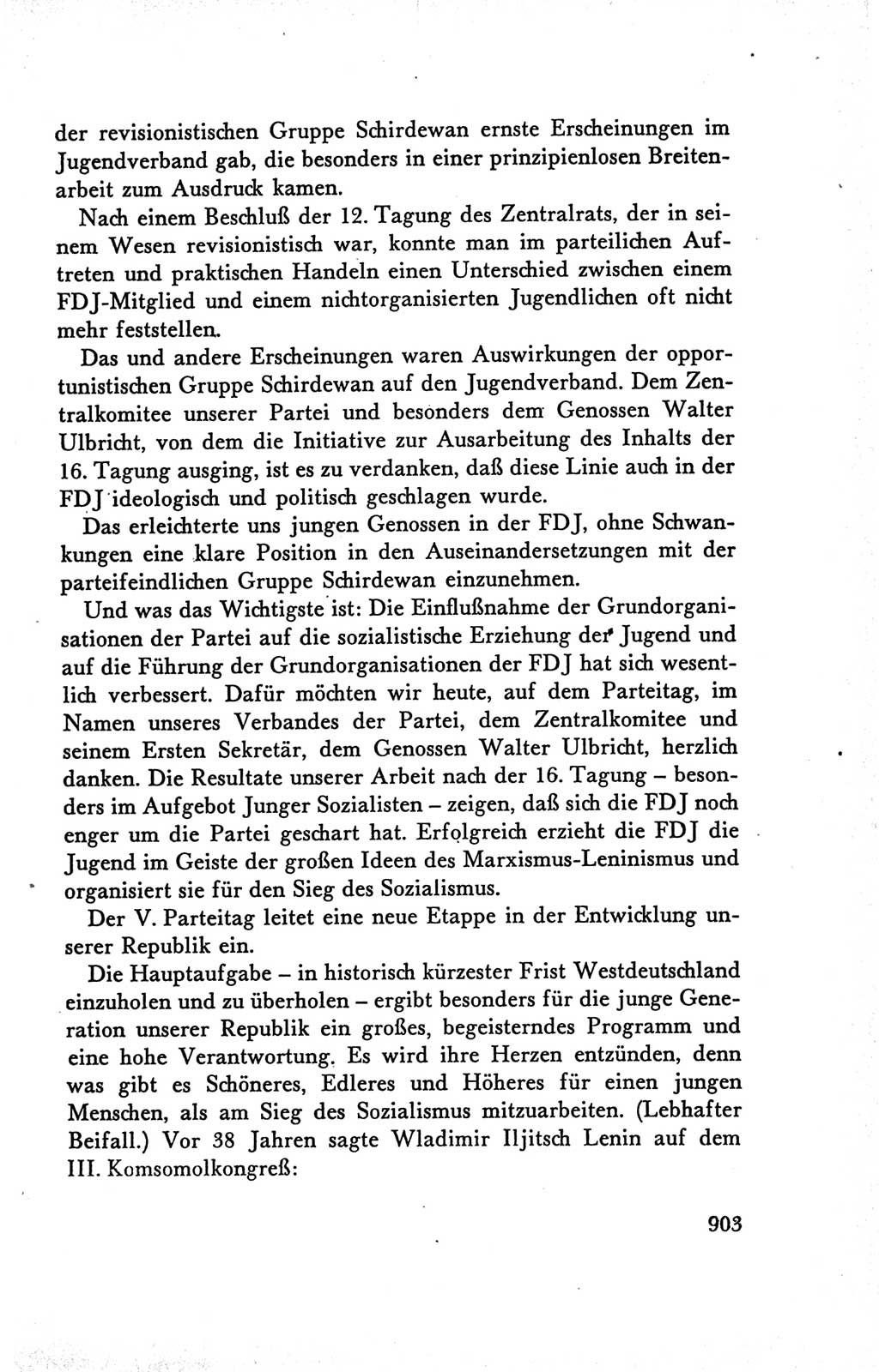 Protokoll der Verhandlungen des Ⅴ. Parteitages der Sozialistischen Einheitspartei Deutschlands (SED) [Deutsche Demokratische Republik (DDR)] 1958, Seite 903