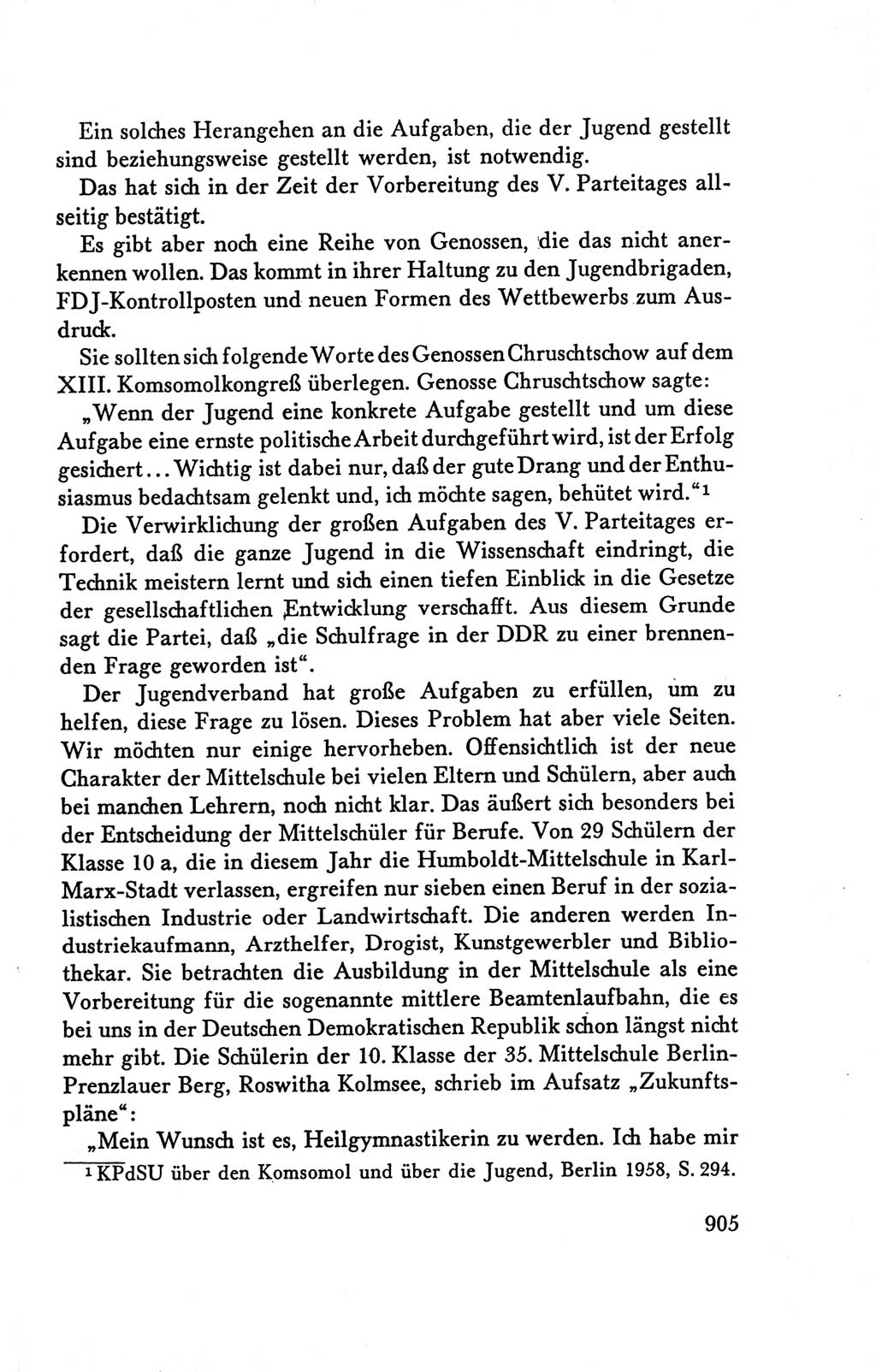 Protokoll der Verhandlungen des Ⅴ. Parteitages der Sozialistischen Einheitspartei Deutschlands (SED) [Deutsche Demokratische Republik (DDR)] 1958, Seite 905