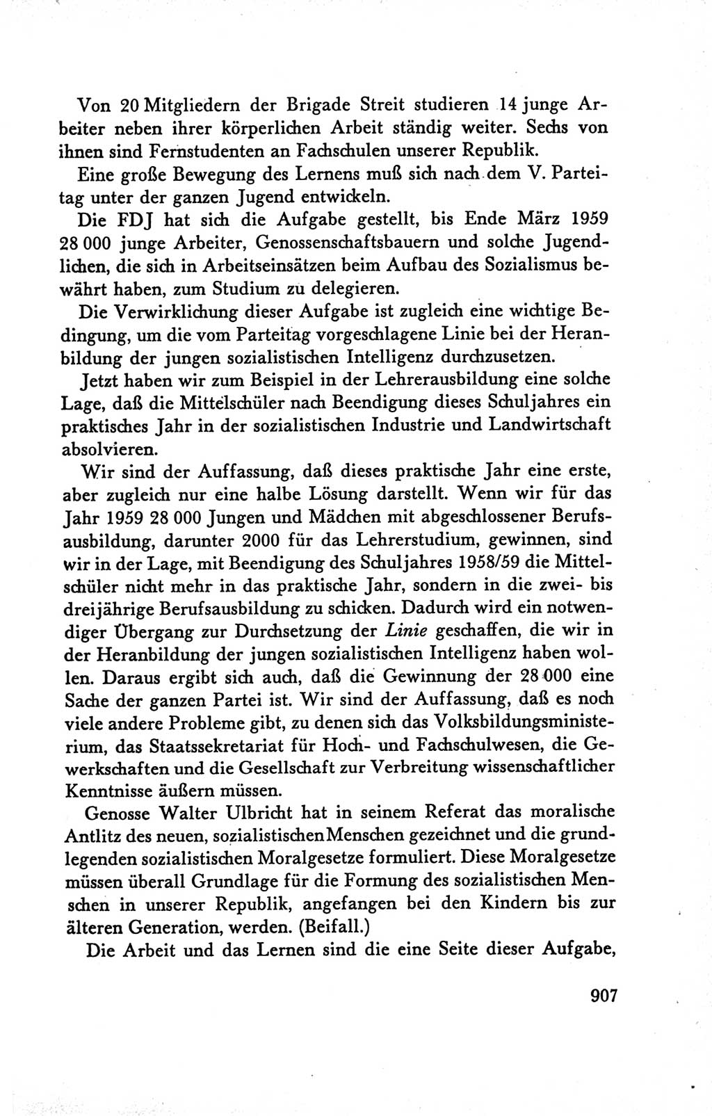 Protokoll der Verhandlungen des Ⅴ. Parteitages der Sozialistischen Einheitspartei Deutschlands (SED) [Deutsche Demokratische Republik (DDR)] 1958, Seite 907