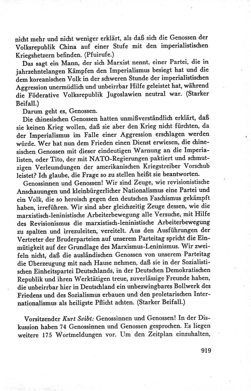 Protokoll der Verhandlungen des Ⅴ. Parteitages der Sozialistischen Einheitspartei Deutschlands (SED) [Deutsche Demokratische Republik (DDR)] 1958, Seite 919