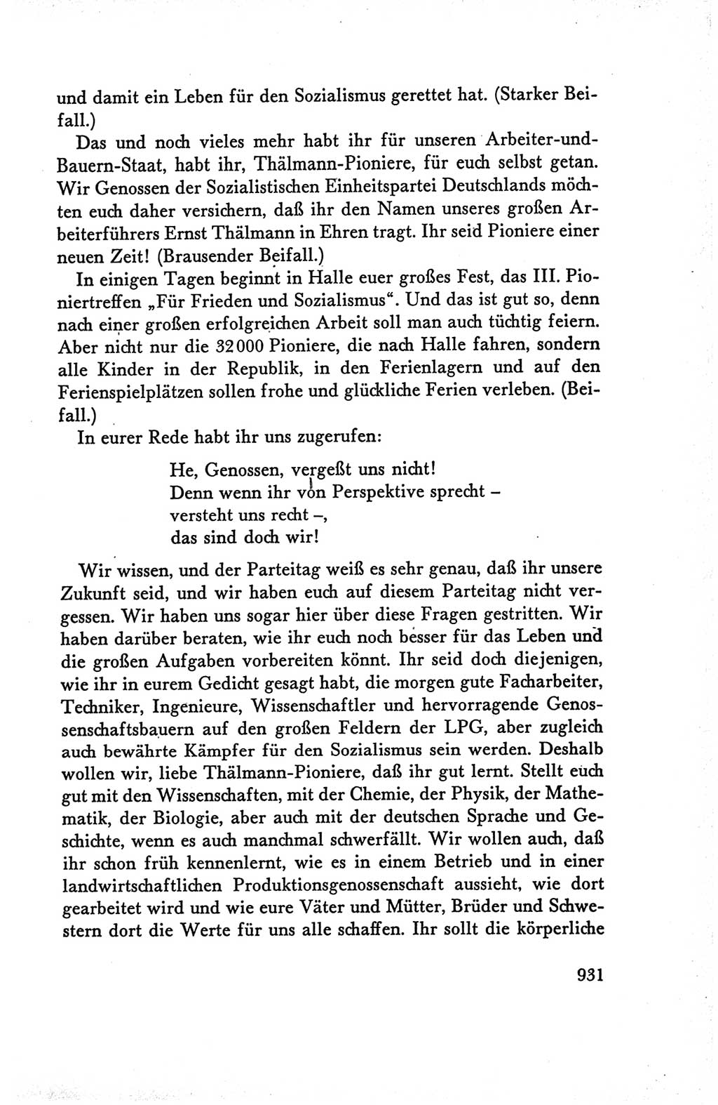 Protokoll der Verhandlungen des Ⅴ. Parteitages der Sozialistischen Einheitspartei Deutschlands (SED) [Deutsche Demokratische Republik (DDR)] 1958, Seite 931