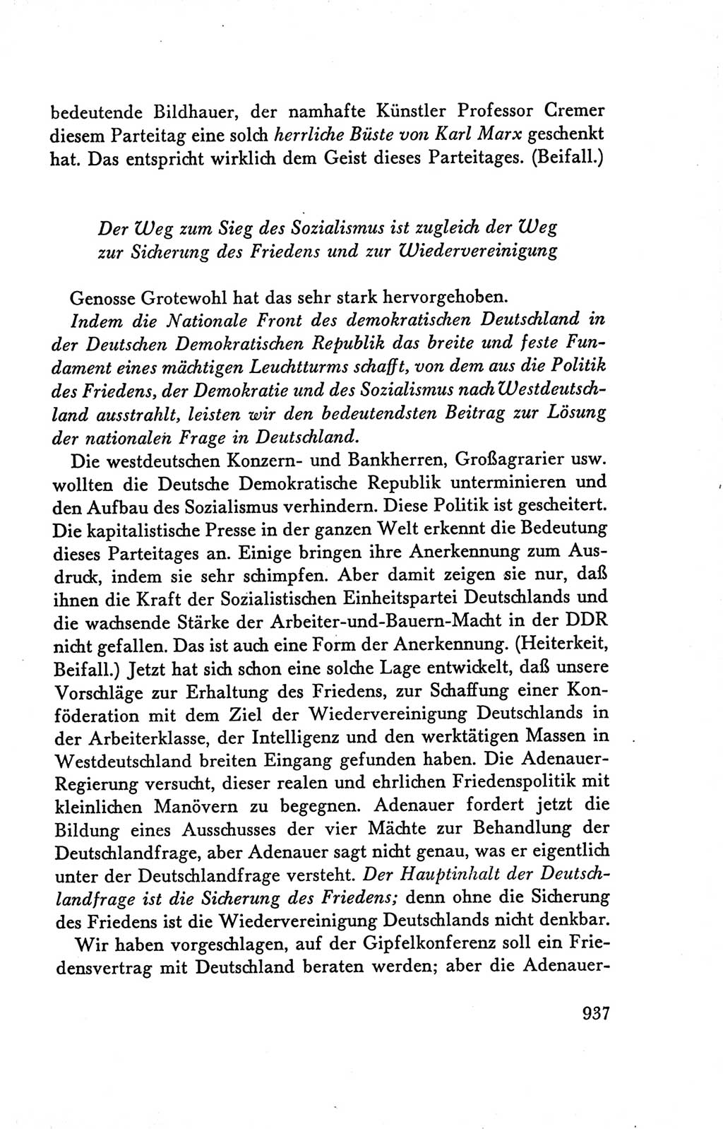 Protokoll der Verhandlungen des Ⅴ. Parteitages der Sozialistischen Einheitspartei Deutschlands (SED) [Deutsche Demokratische Republik (DDR)] 1958, Seite 937