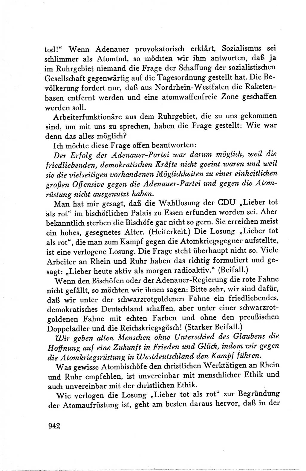Protokoll der Verhandlungen des Ⅴ. Parteitages der Sozialistischen Einheitspartei Deutschlands (SED) [Deutsche Demokratische Republik (DDR)] 1958, Seite 942