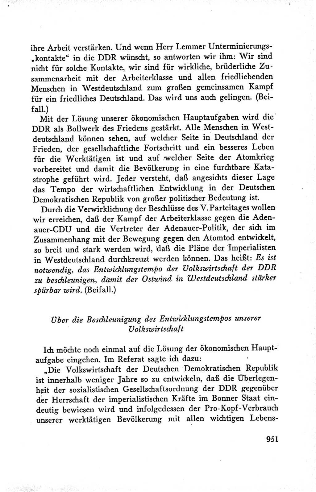 Protokoll der Verhandlungen des Ⅴ. Parteitages der Sozialistischen Einheitspartei Deutschlands (SED) [Deutsche Demokratische Republik (DDR)] 1958, Seite 951