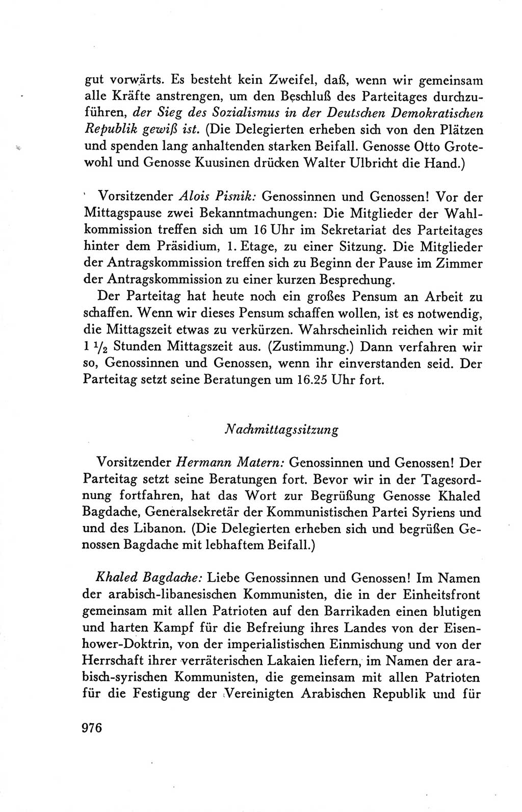 Protokoll der Verhandlungen des Ⅴ. Parteitages der Sozialistischen Einheitspartei Deutschlands (SED) [Deutsche Demokratische Republik (DDR)] 1958, Seite 976