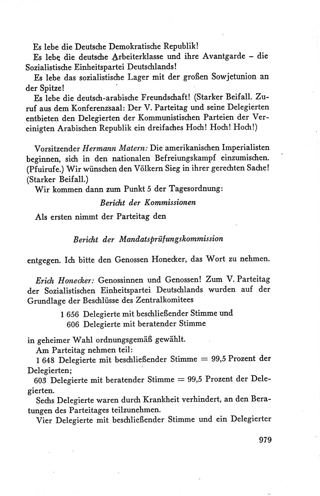 Protokoll der Verhandlungen des Ⅴ. Parteitages der Sozialistischen Einheitspartei Deutschlands (SED) [Deutsche Demokratische Republik (DDR)] 1958, Seite 979