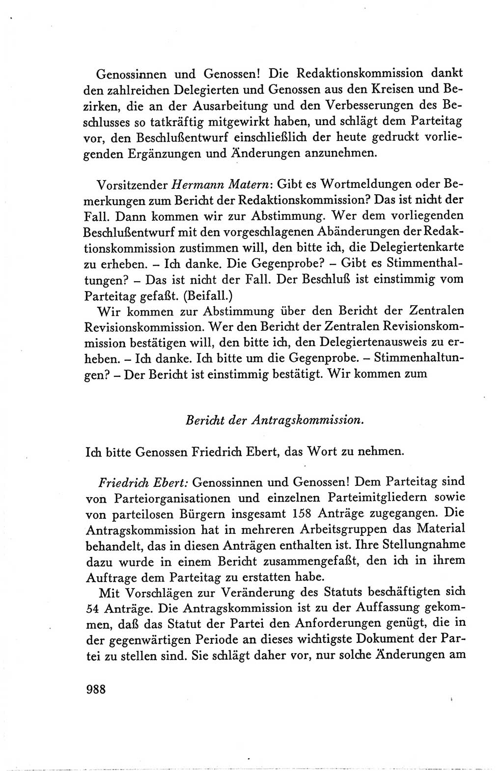 Protokoll der Verhandlungen des Ⅴ. Parteitages der Sozialistischen Einheitspartei Deutschlands (SED) [Deutsche Demokratische Republik (DDR)] 1958, Seite 988